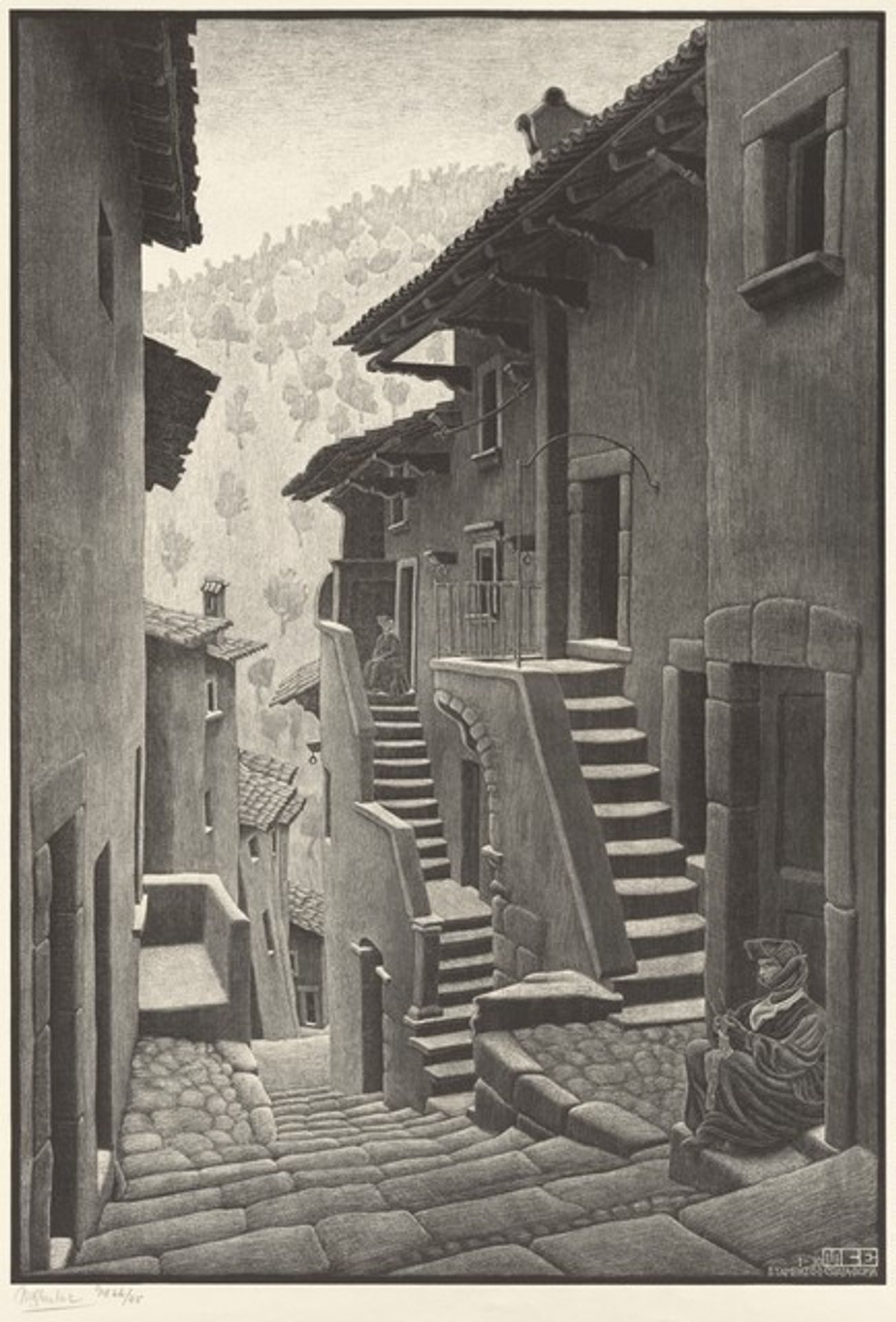 Street in Scanno, Abruzzi by M.C. Escher