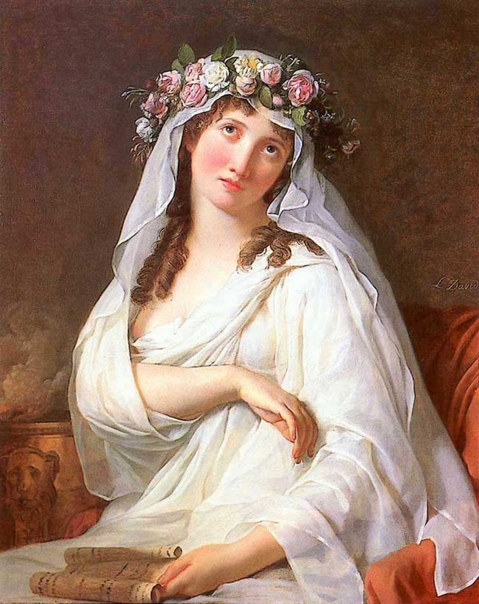 A Vestal Virgin Crowned With Flowers by Jacques Louis David