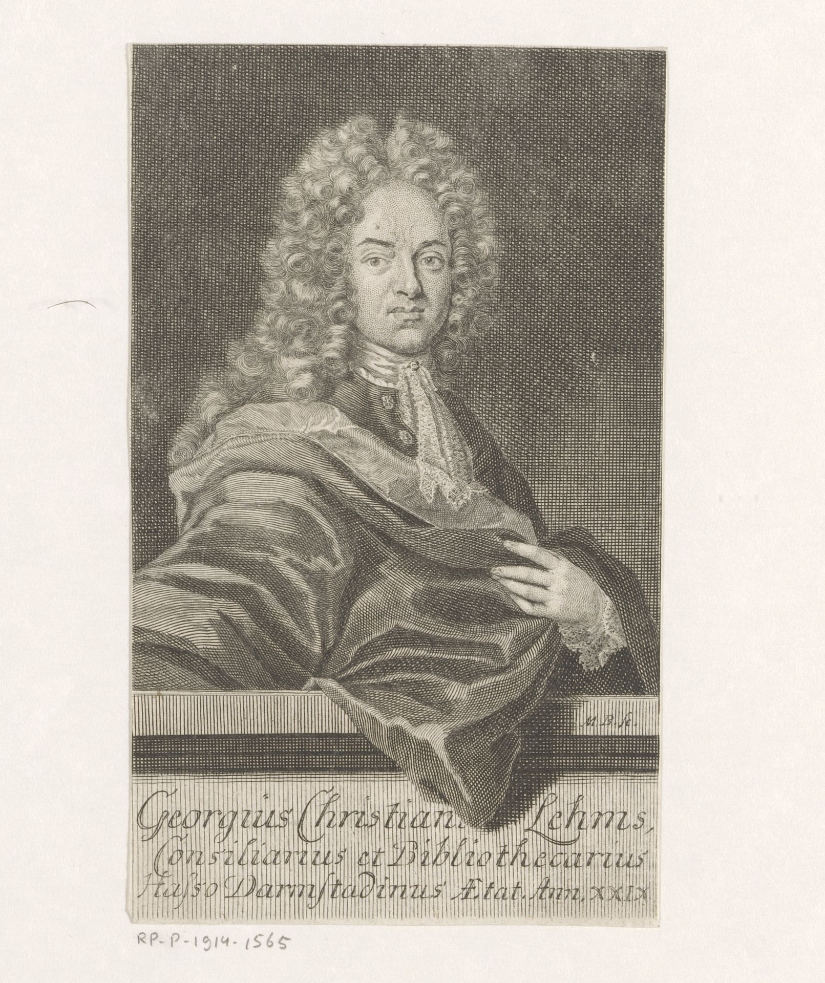 Portret van Georg Christian Lehms by Martin Bernigeroth
