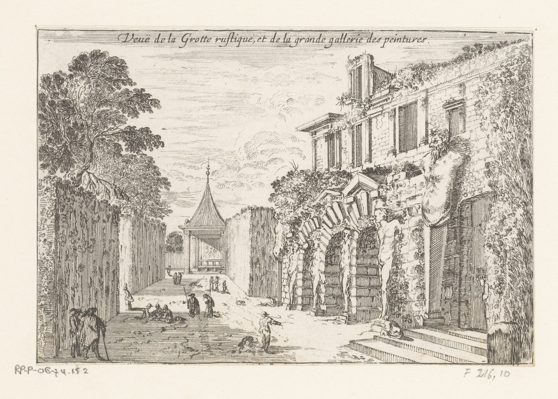 Gezicht op de grot en schilderijengalerij bij kasteel Fontainebleau by Israel Silvestre