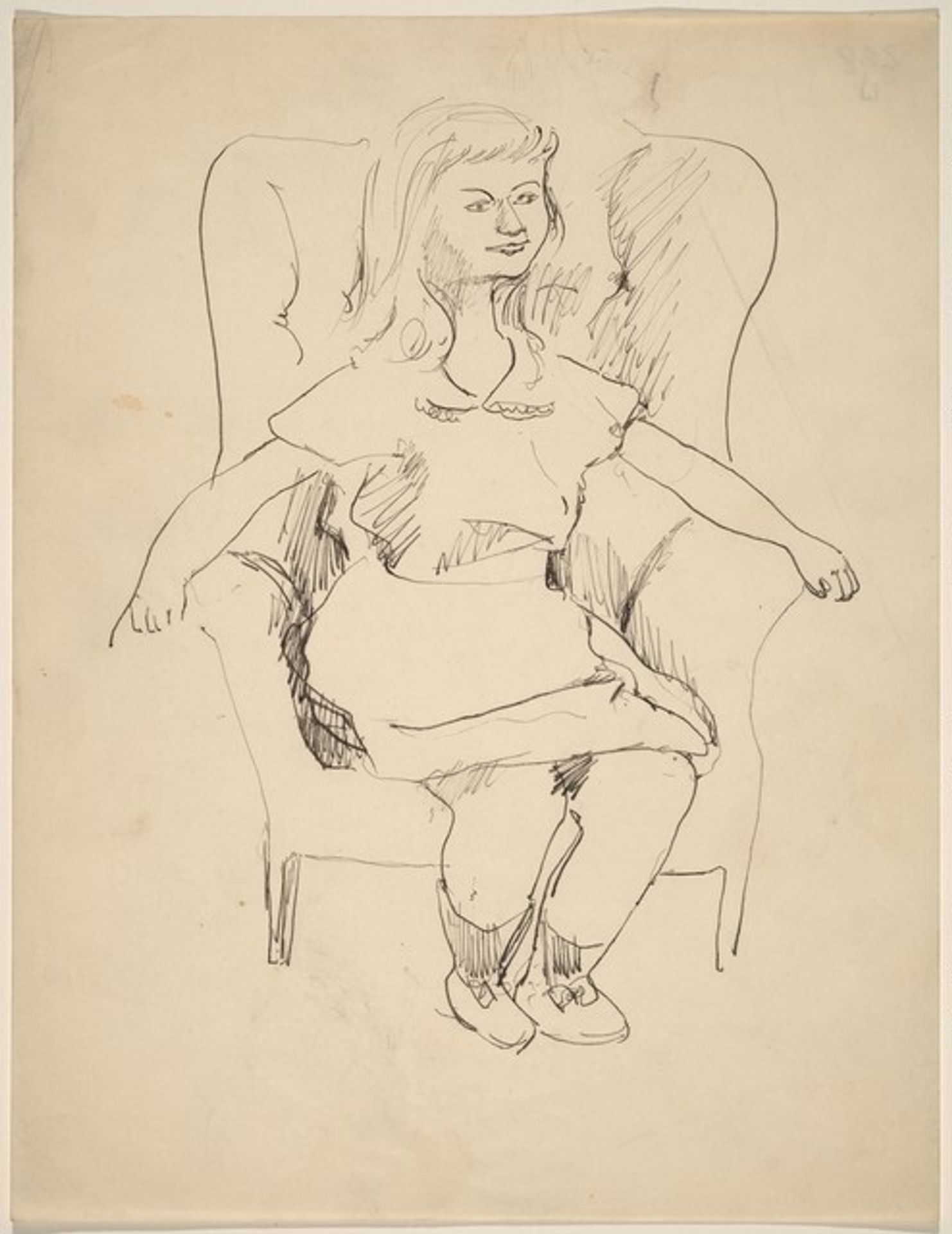 Young Girl Seated Erectly in Wing Chair by Mark Rothko