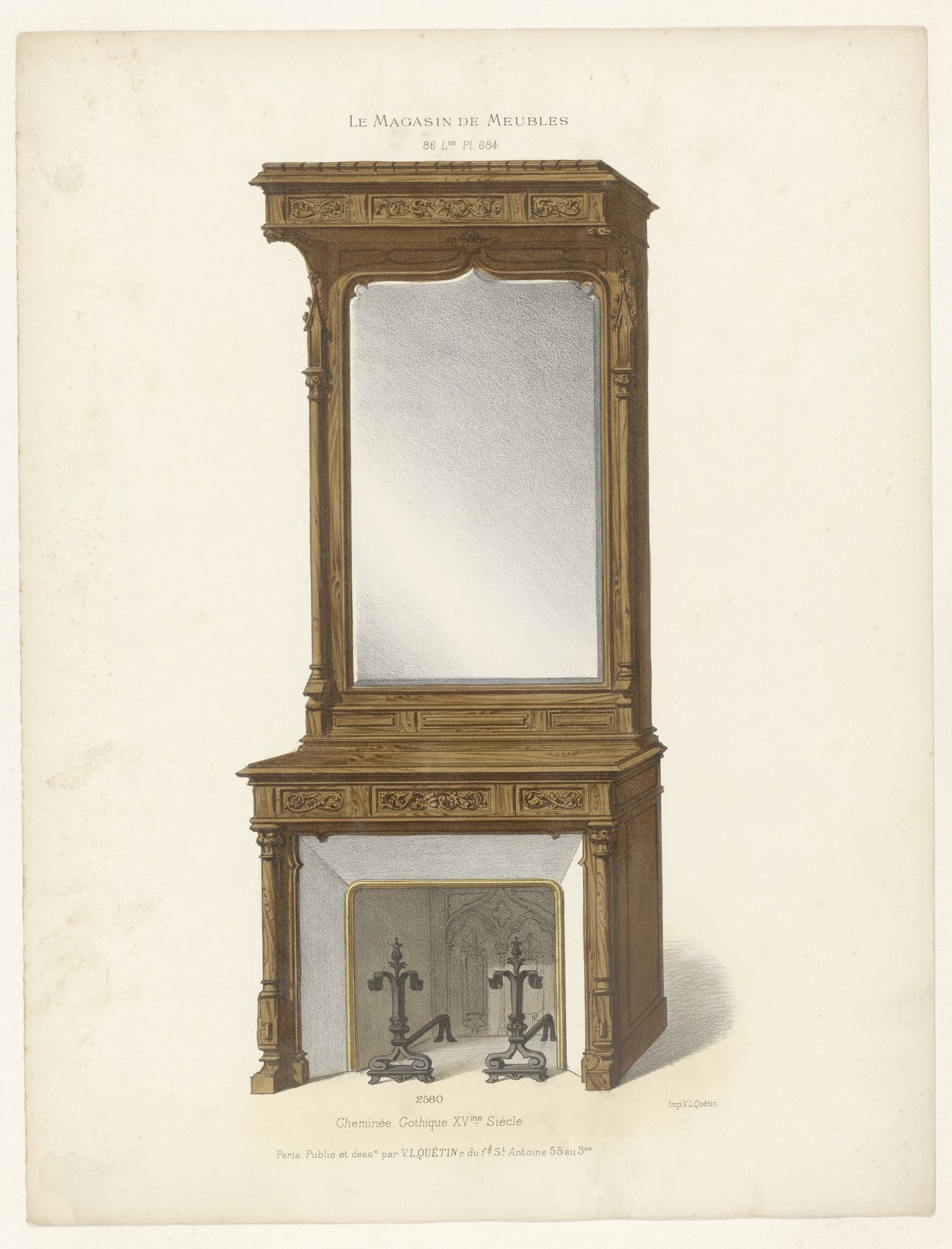 Haard met spiegel by Anonymous