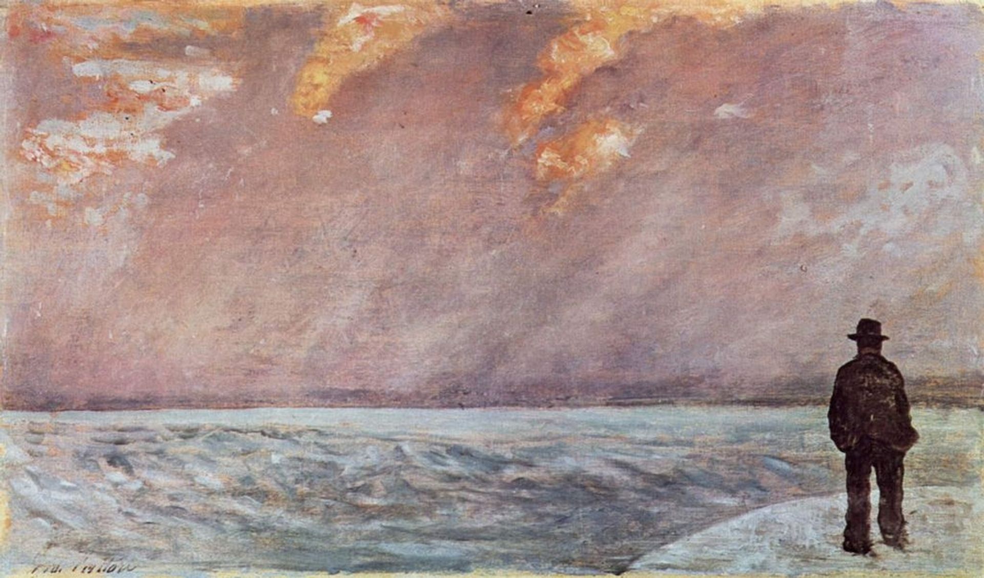 Sunset on the sea by Giovanni Fattori