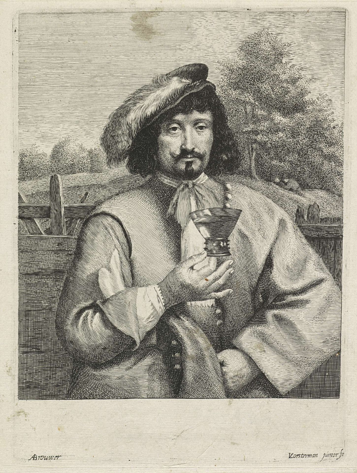 Man met een wijnglas (Luxuria) by Lucas (II) Vorsterman