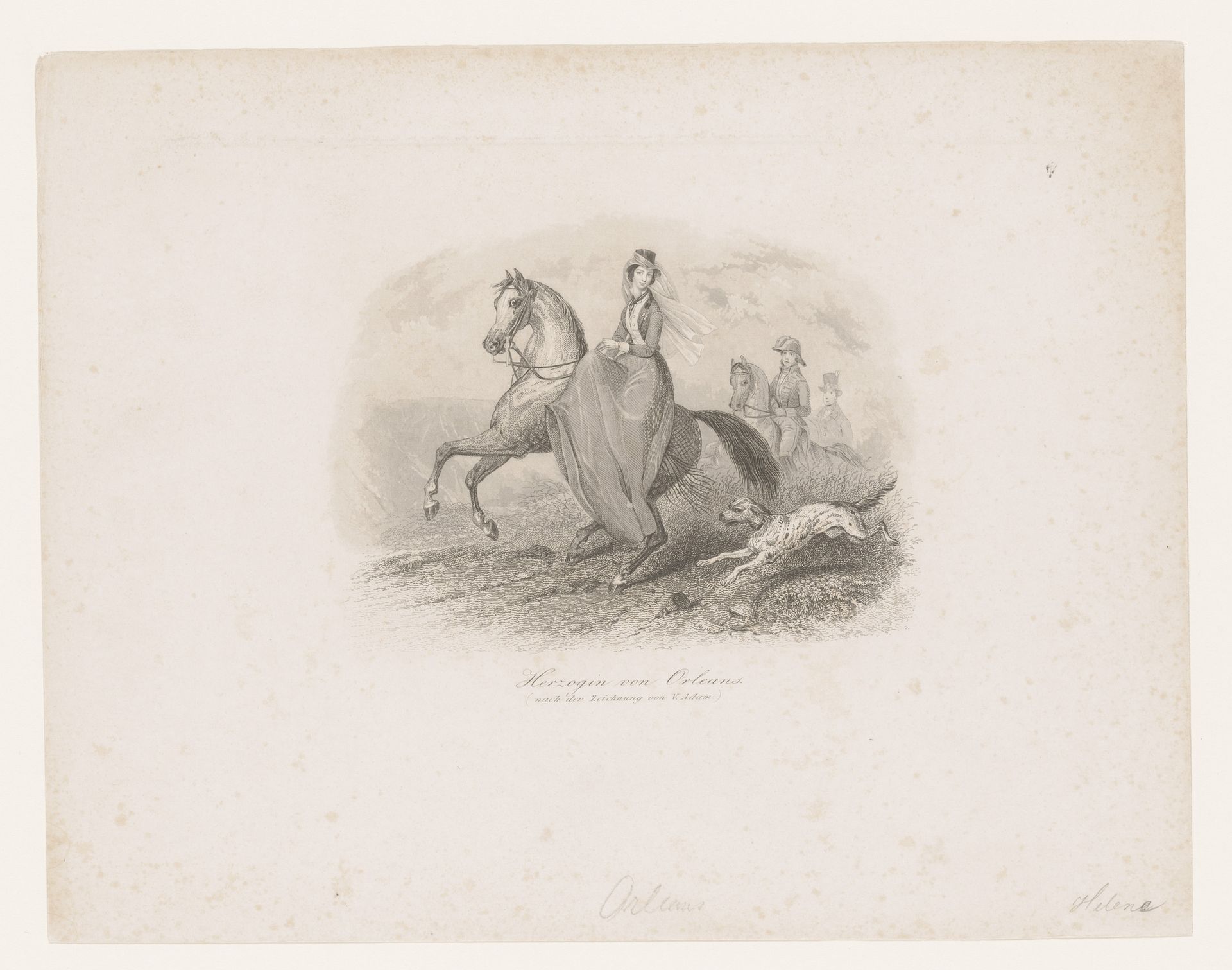 Portret van Helene van Mecklenburg-Schwerin te paard by Anonymous