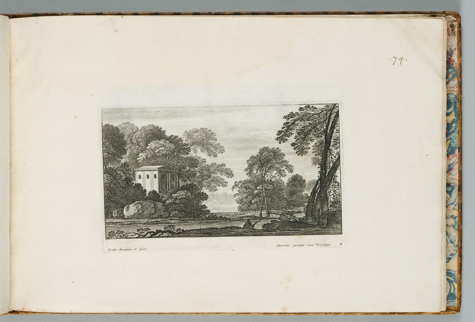 Landscape with a Temple at Left, an Angler in the Foreground by Adam Perelle
