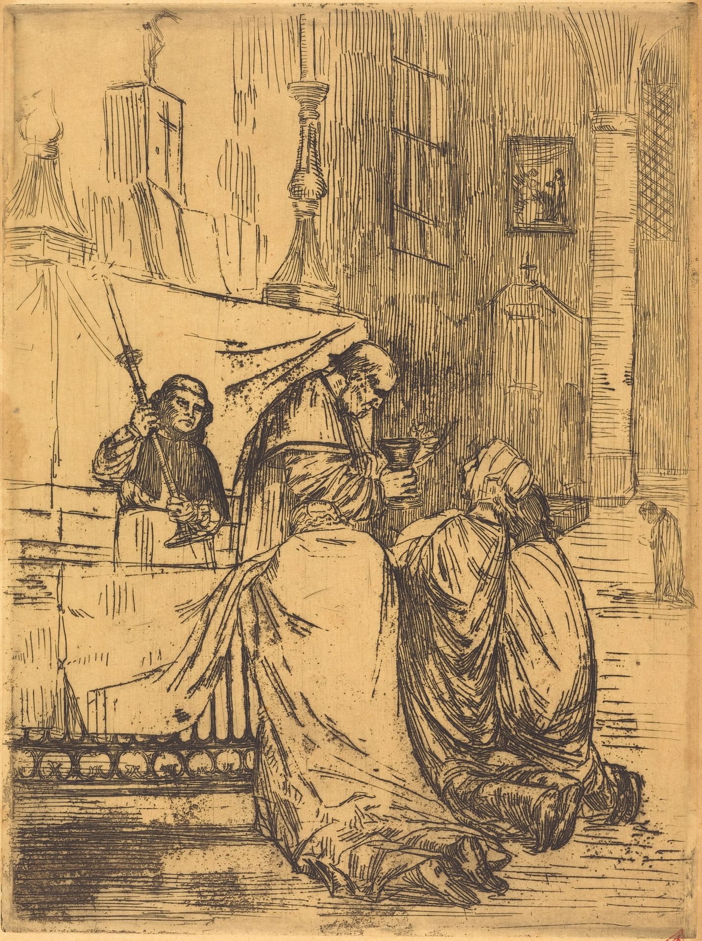Communion in the Church of Saint Medard (La communion dans l'eglise St.-Medard) by Alphonse Legros
