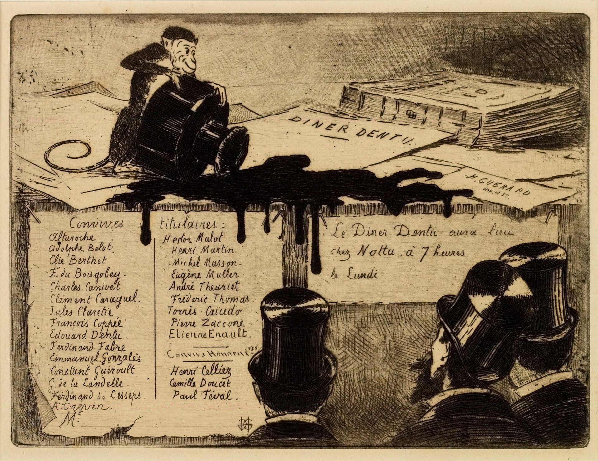 Inkwell with Inverted Monkey by Henri-Charles Guérard