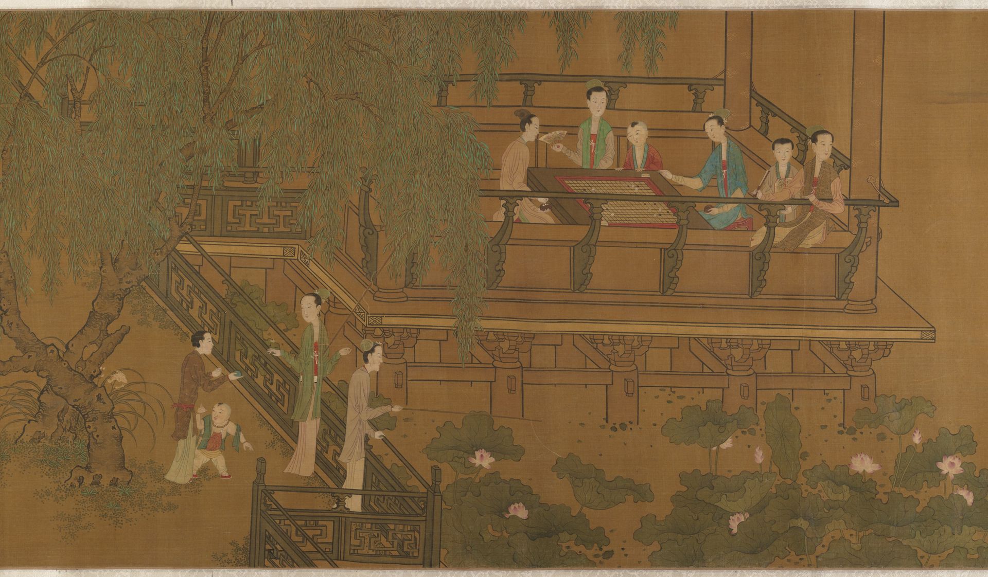 Women and children in a garden by Anonymous