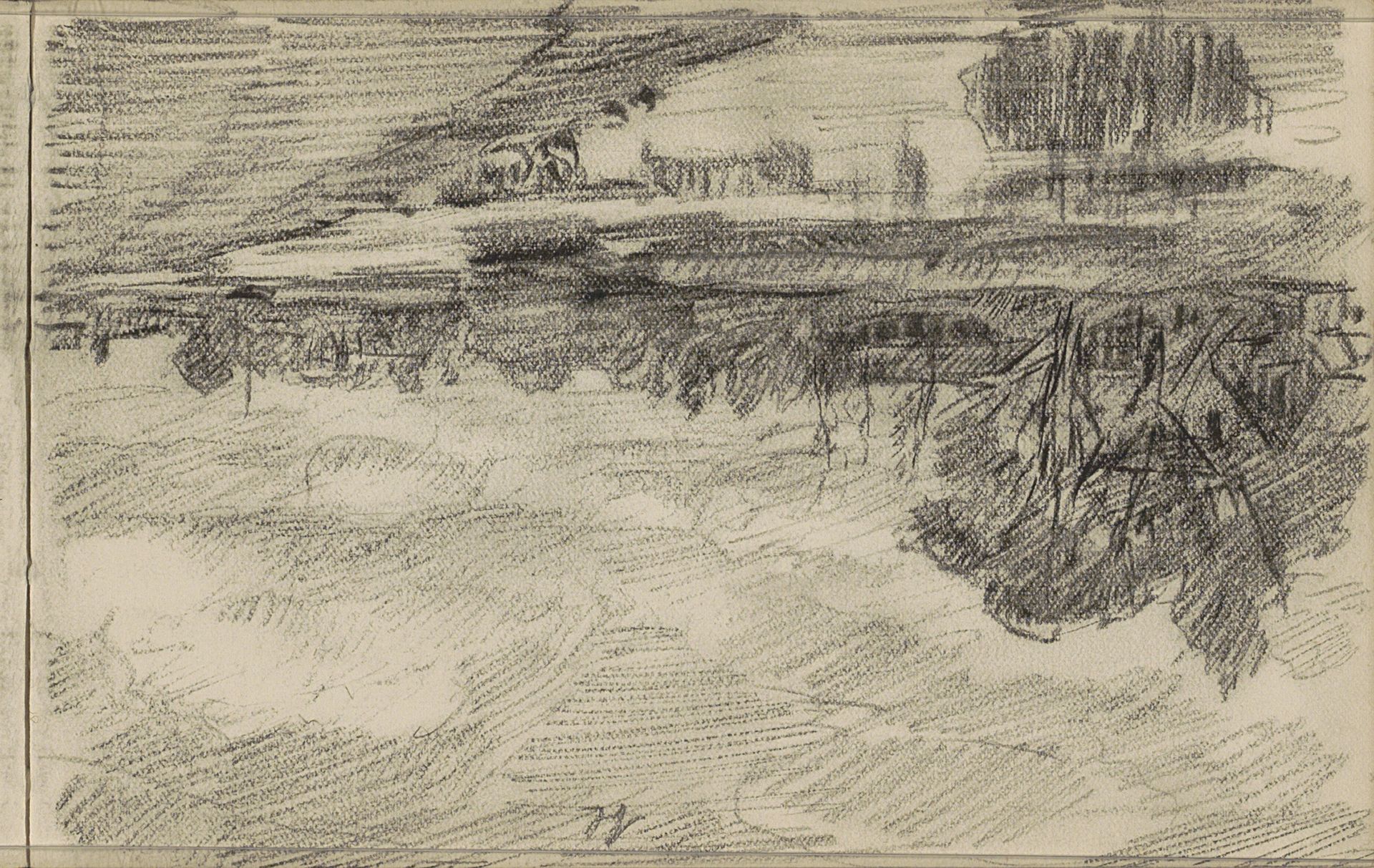 Rivierlandschap met bebouwing by Johan Antonie de Jonge