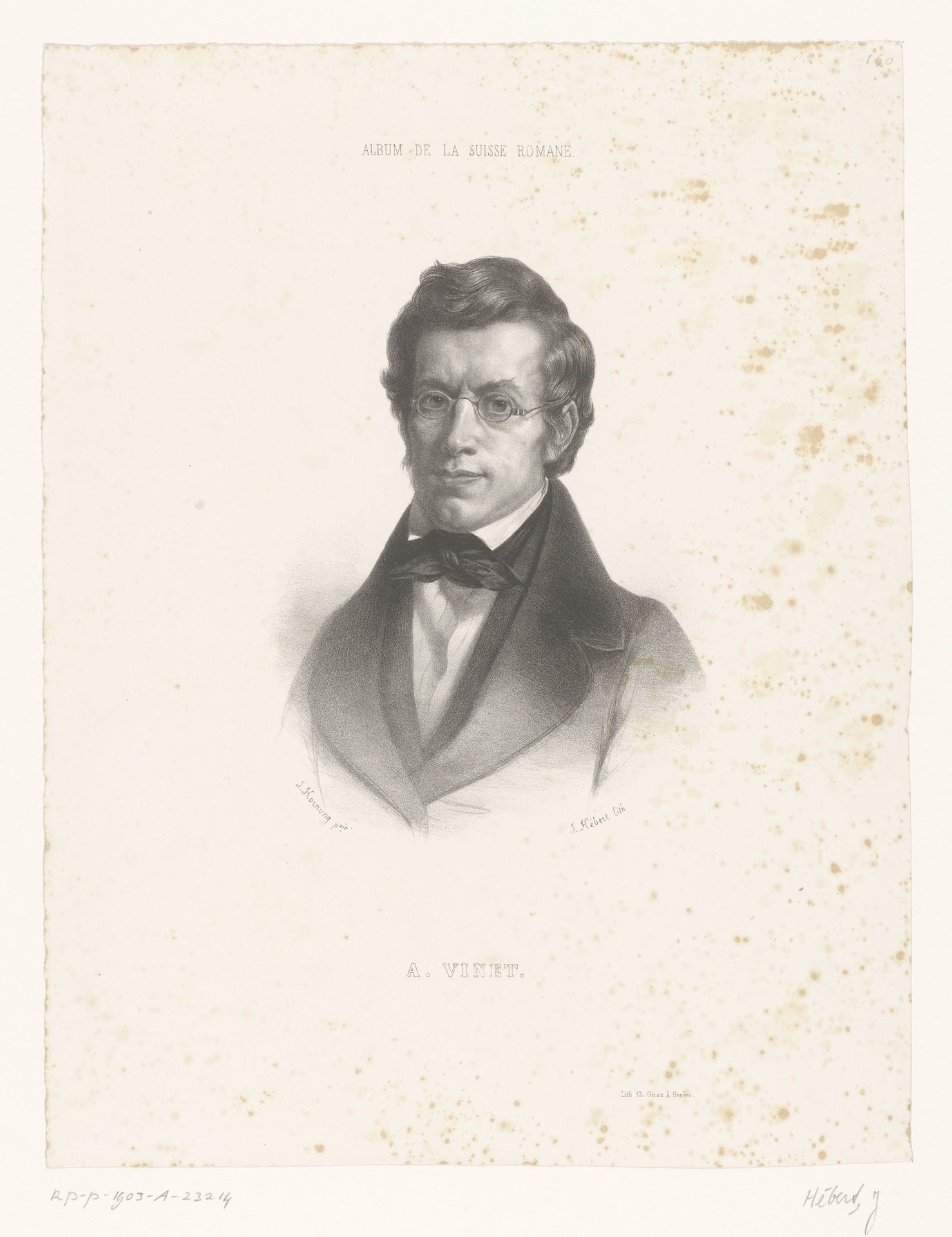 Portret van Alexandre Vinet by Jules Hébert