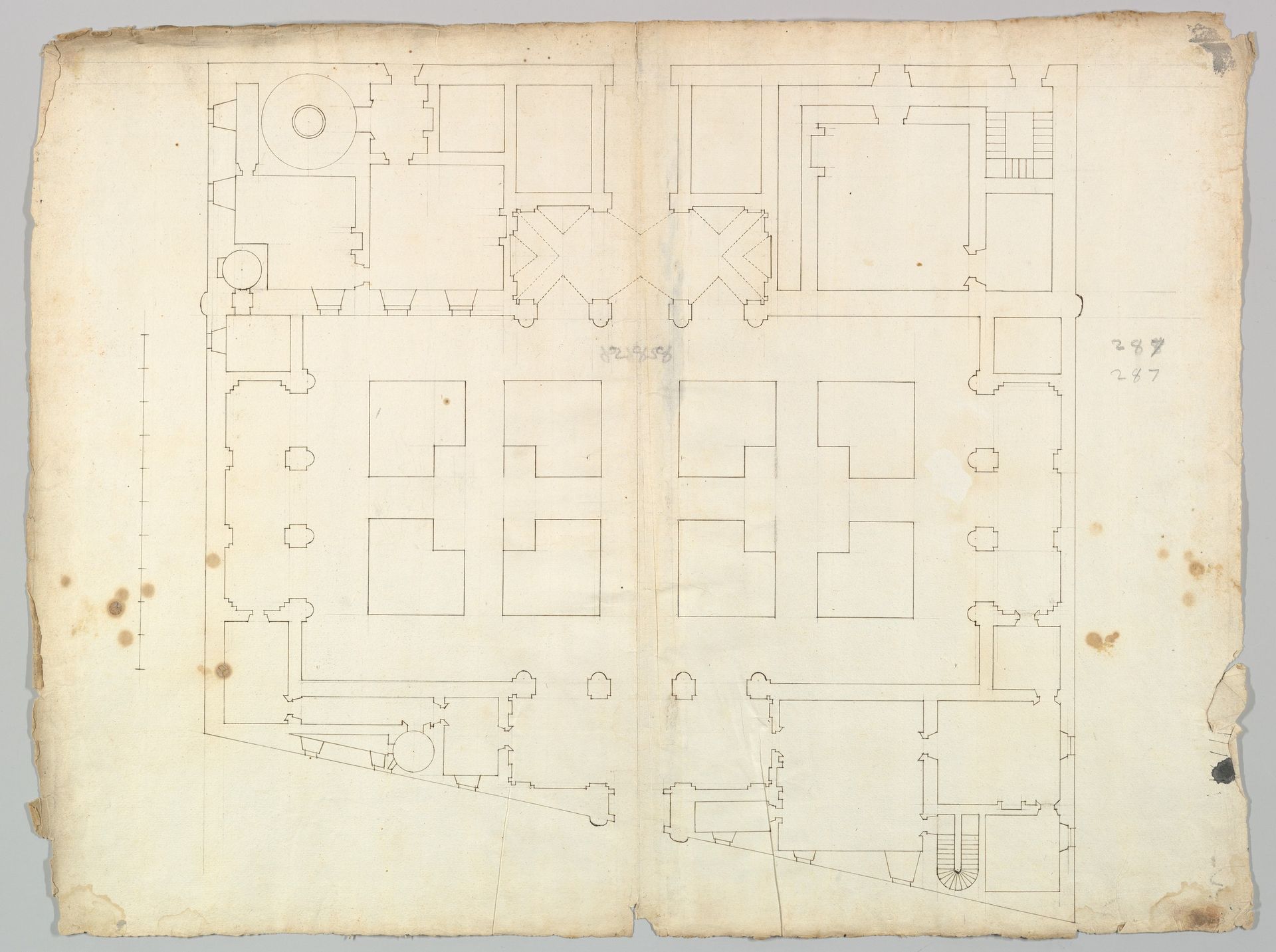 Palazzo Farnese, plan, garden extension (recto) blank (verso) by Anonymous