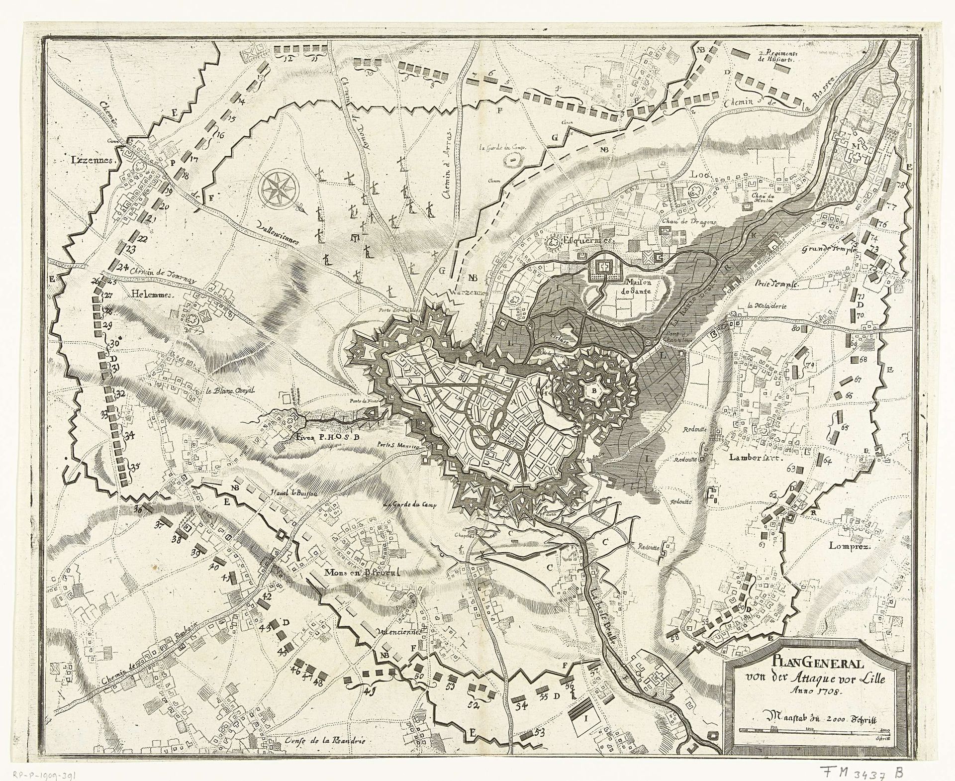 Plan van het beleg van Lille, 1708 by Anonymous