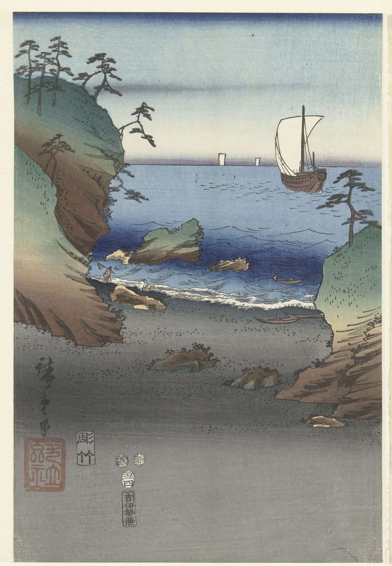 De elegante prins Genji te Suma by Utagawa Hiroshige (I)