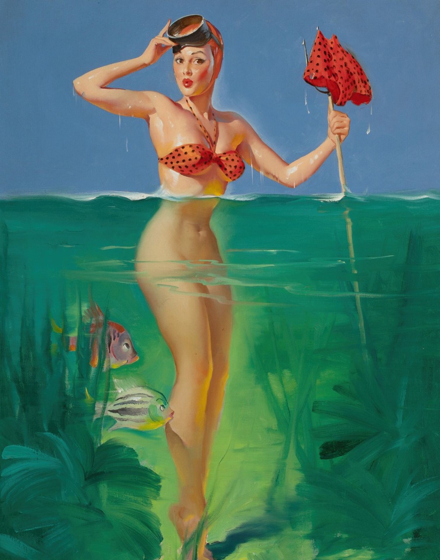 Surprise Catch by Gil Elvgren