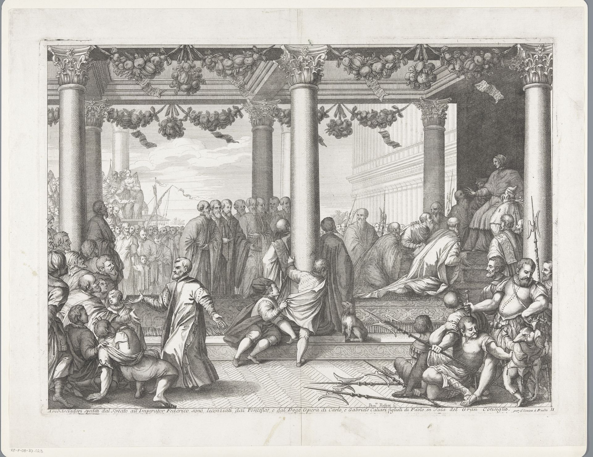 De ambassadeurs bij de bisschop en Doge van Venetië by Domenico Rossetti