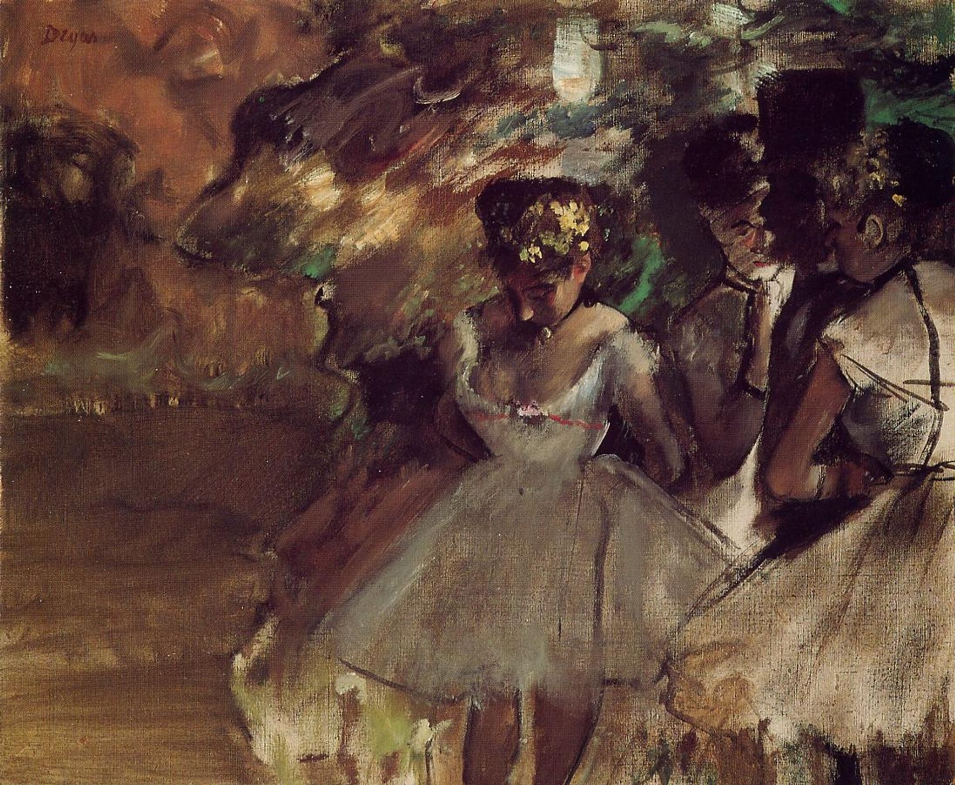 Three Dancers behind the Scenes by Edgar Degas