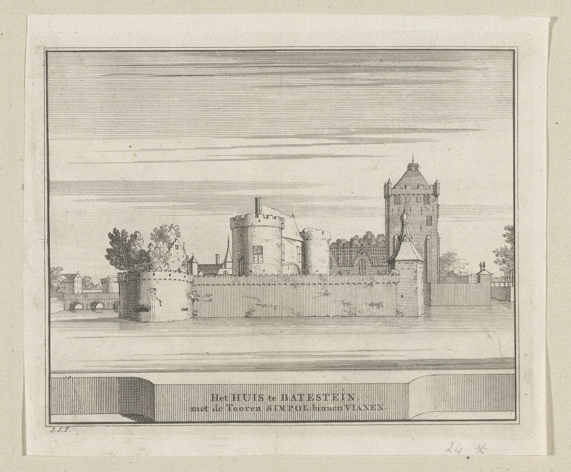 Gezicht op Kasteel Batestein by Jacobus Schijnvoet