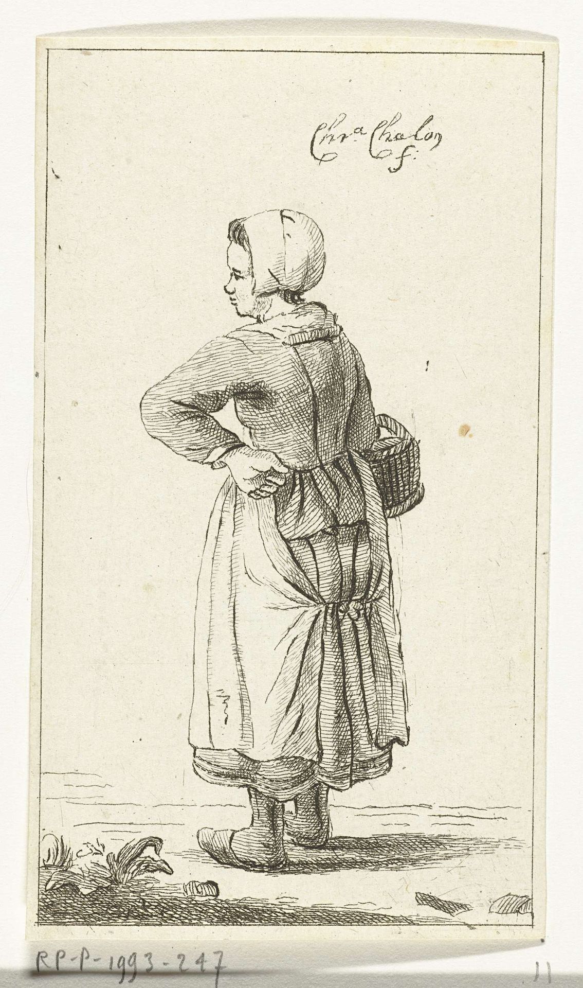 Vrouw met mand by Pieter de Mare