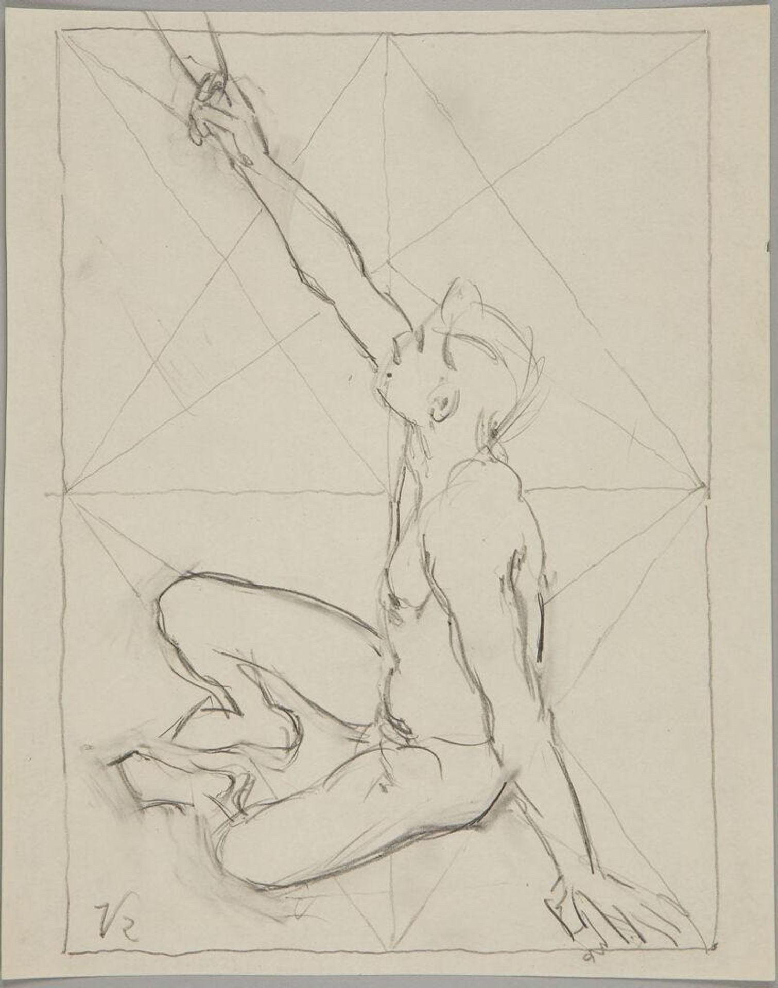 Seated Male Nude with Right Arm Raised by Denman Waldo Ross