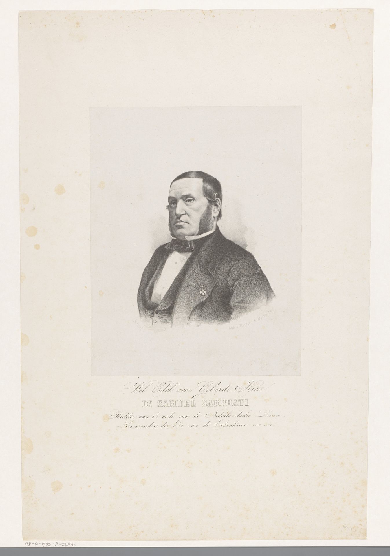Portret van Samuel Sarphati by Andreas Sebastian Herzing