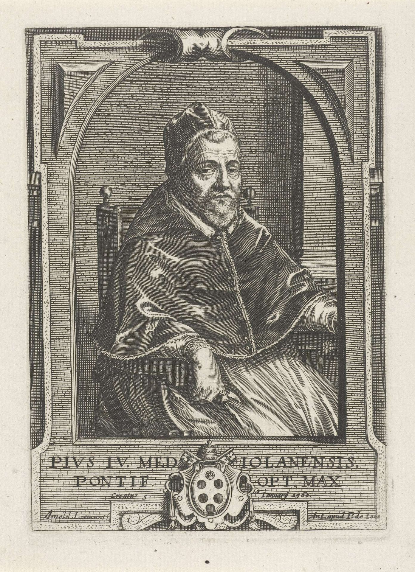Portret van paus Pius IV by Arnold Loemans