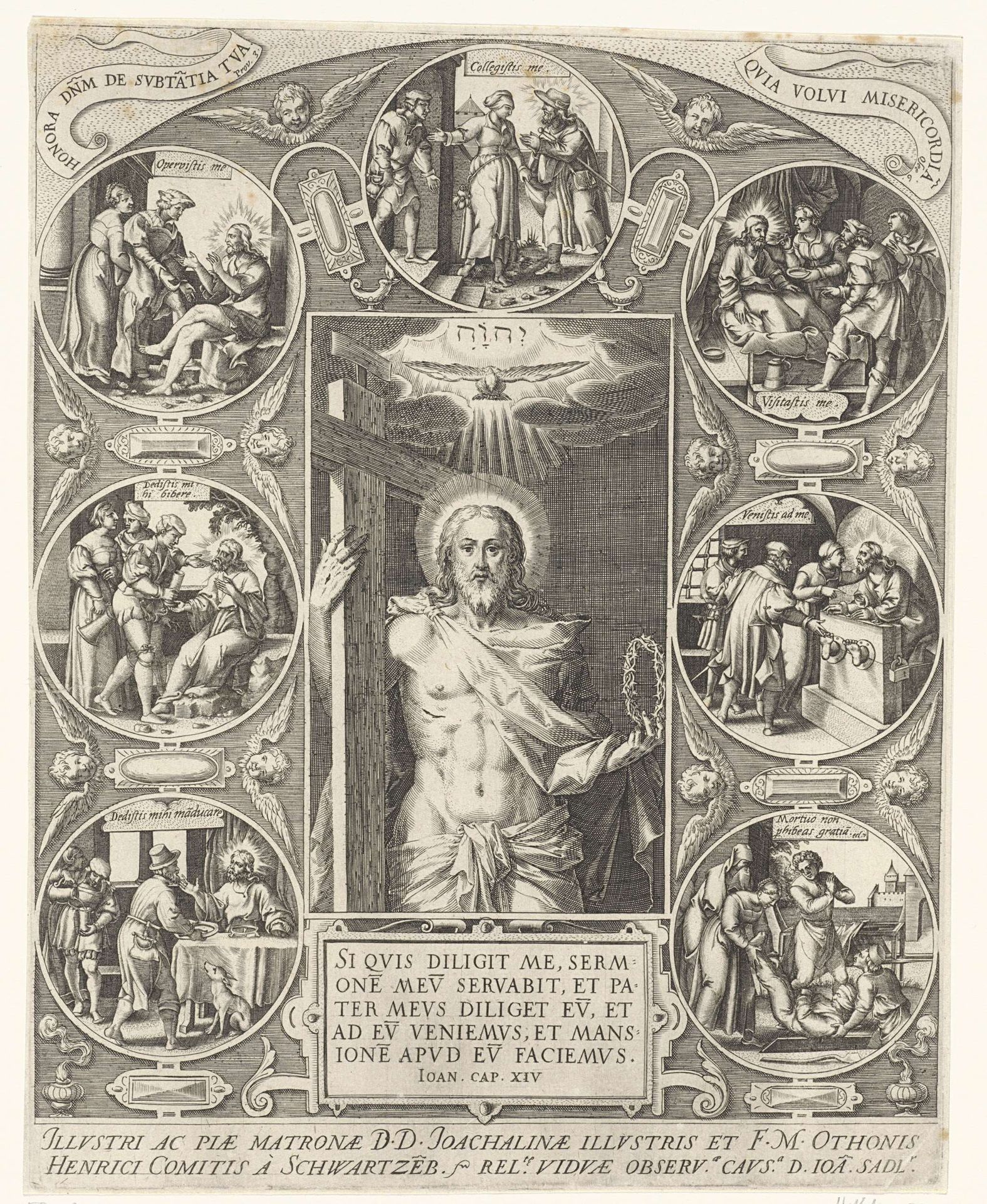 Christus en de werken van barmhartigheid by Johann Sadeler I