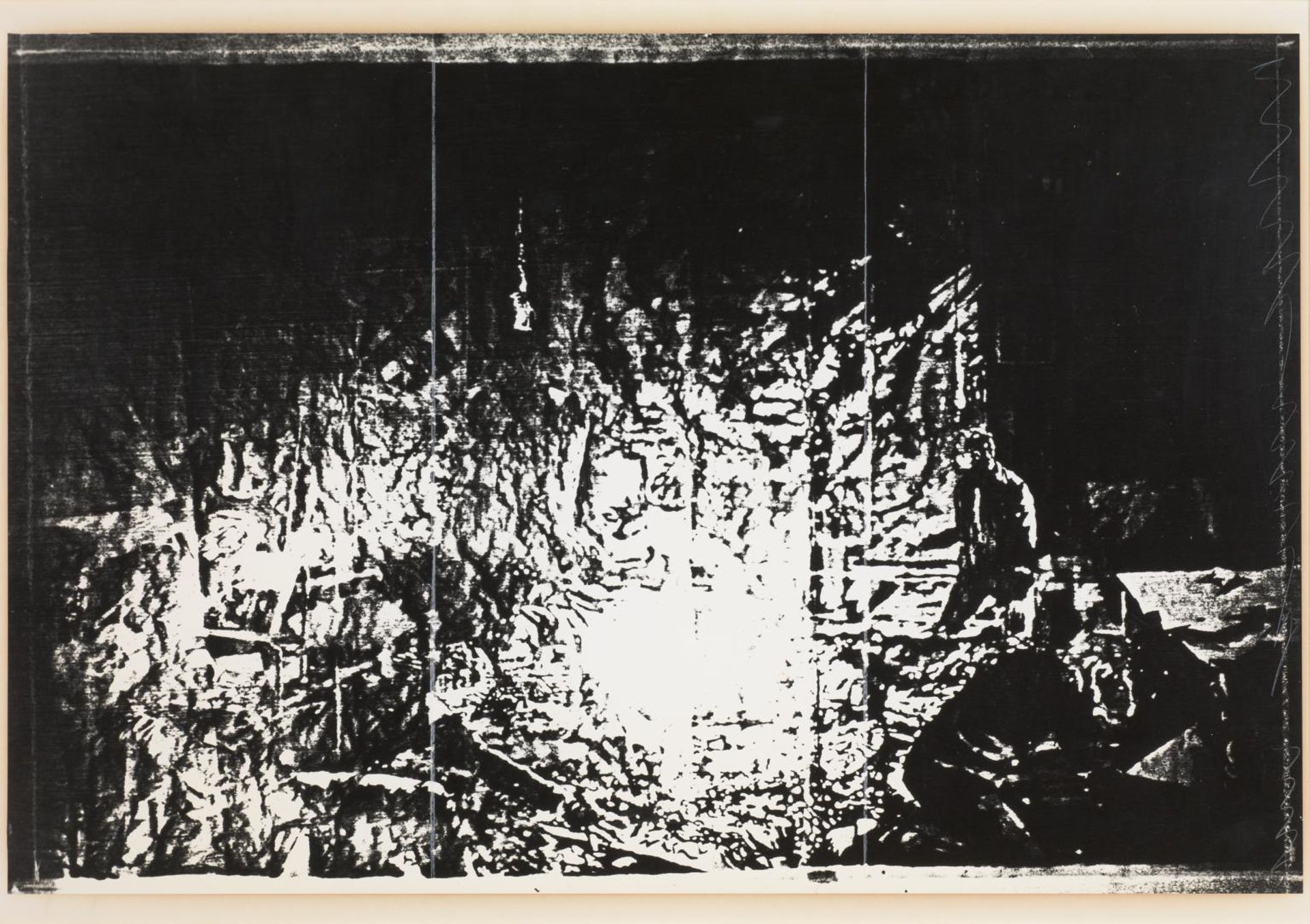 Index: The Studio at 3 Wesley Place (VI), Illuminated by an Explosion nearby by  born 1945; Mel Ramsden  born 1944) Art & Language (Michael Baldwin