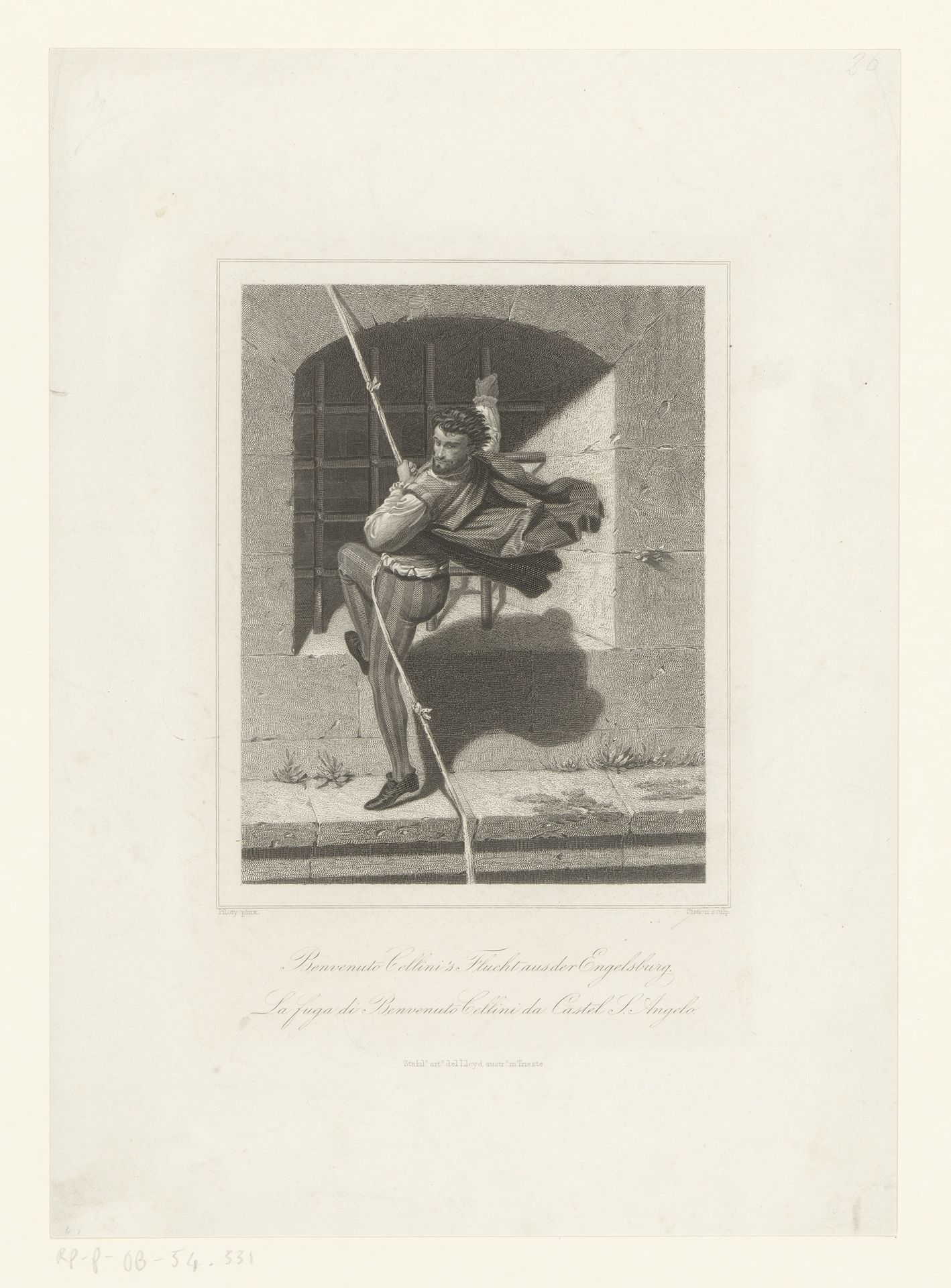 Benvenuto Cellini's vlucht uit de Engelenburcht by A. Simon