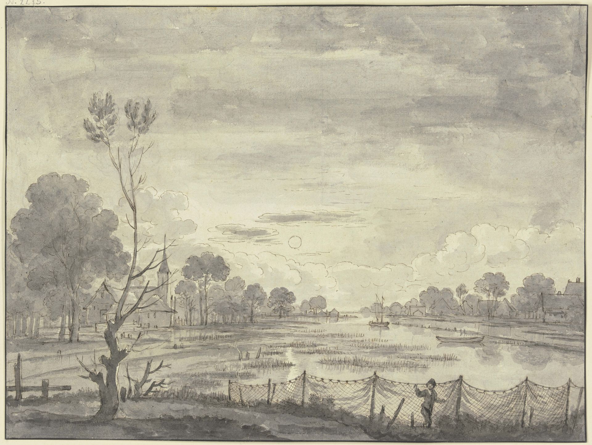 Flußlandschaft im Mondschein by Friedrich Wilhelm Hirt