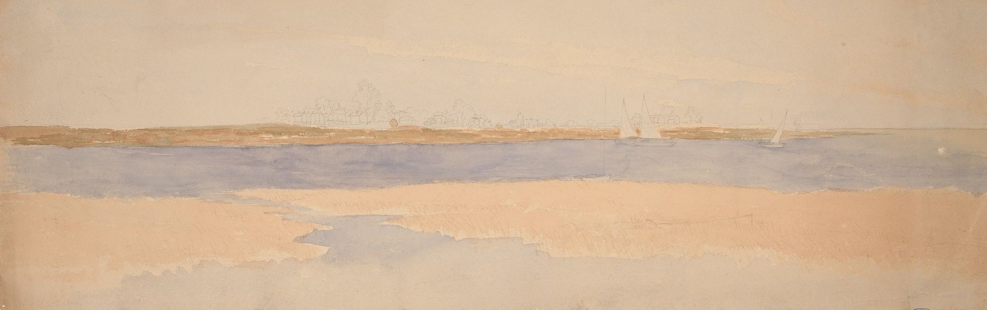 River Landscape with Town on Far Shore by Edwin Austin Abbey