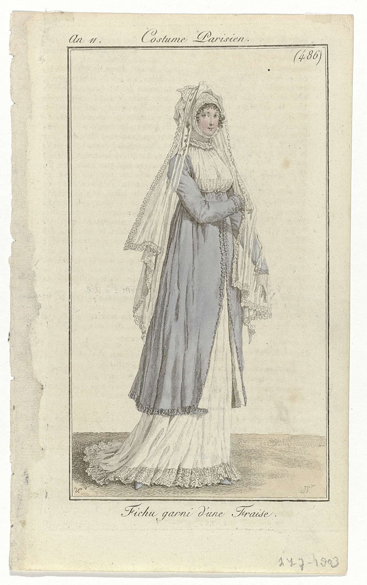 Journal des Dames et des Modes, Costume Parisien, 24 juillet 1803, An 11, (486): Fichu garni d'une Fraise by Pierre Charles Baquoy