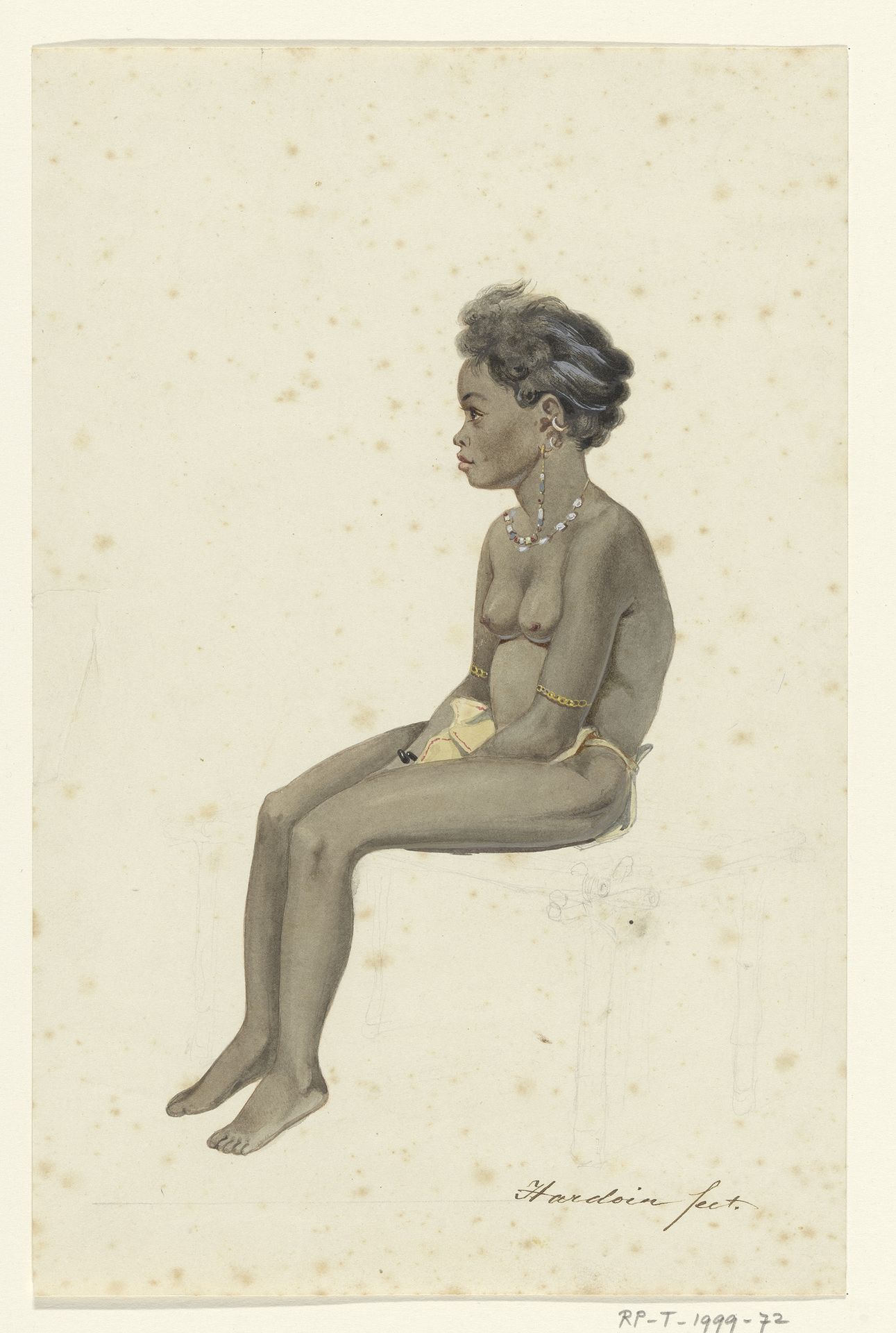 Portret van een dochter van de Orang Kaya (dorpshoofd) van Af(f)ara op het eiland Workai, Aru eilanden, Zuidoost-Molukken by Ernest Alfred Hardouin