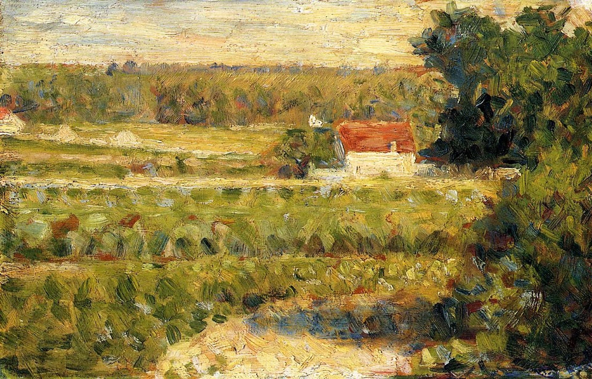 House with Red Roof by Georges Seurat