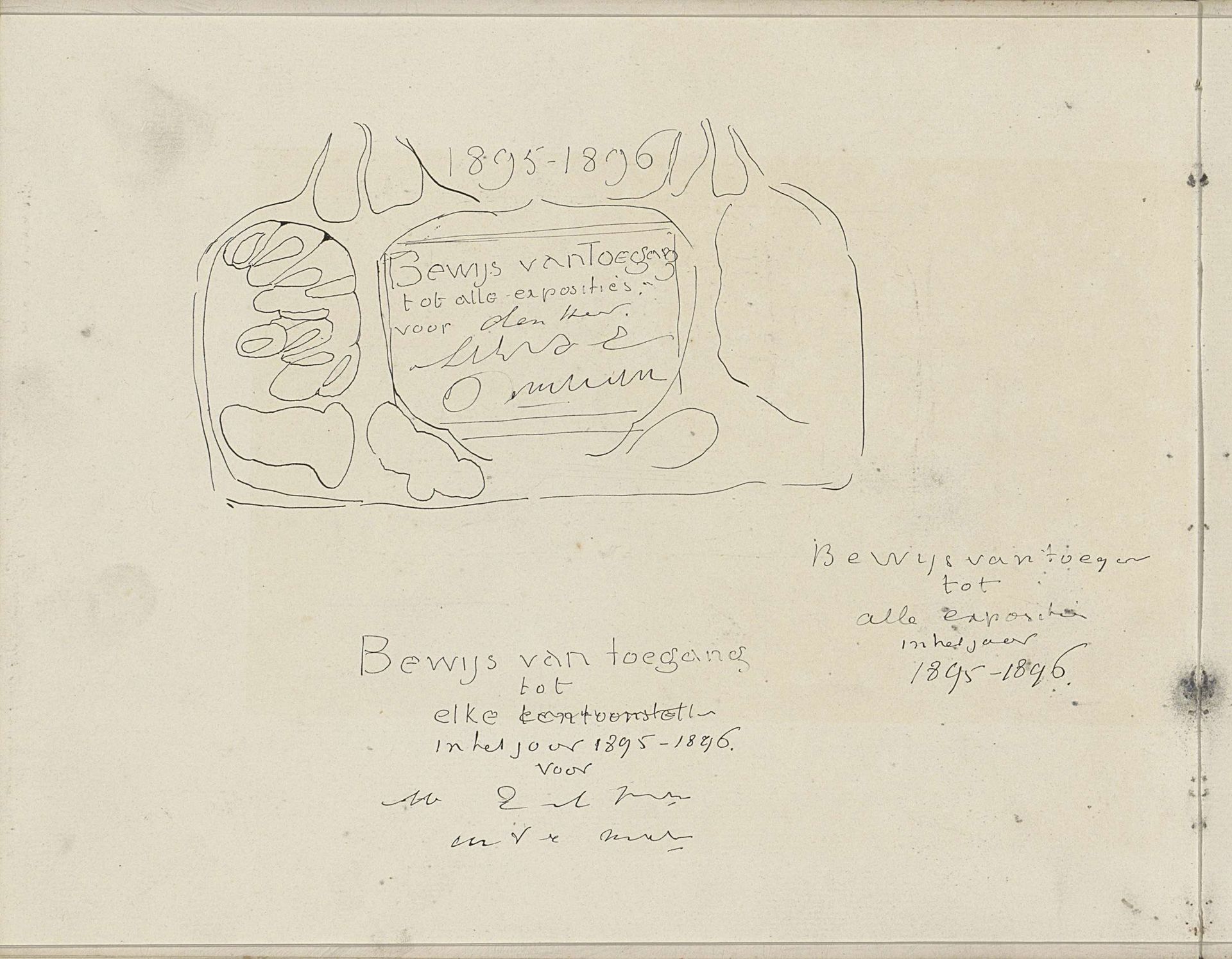 Ontwerp voor een bewijs van toegang by Carel Adolph Lion Cachet
