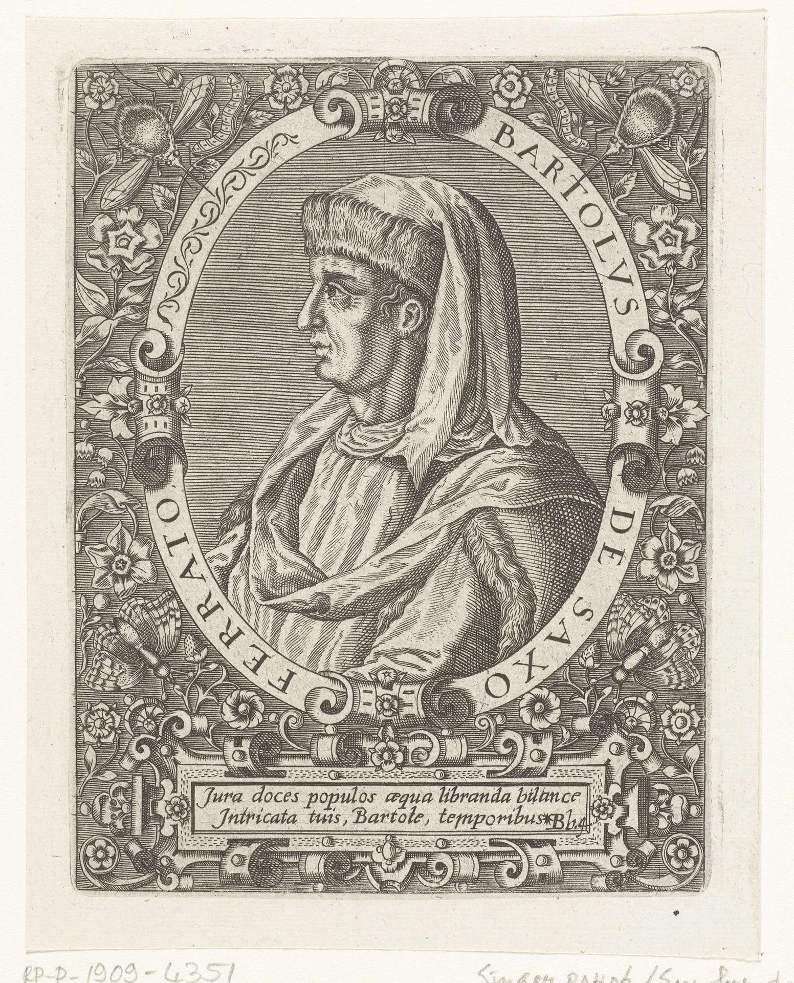 Portret van Bartolus de Saxoferrato by Theodor de Bry