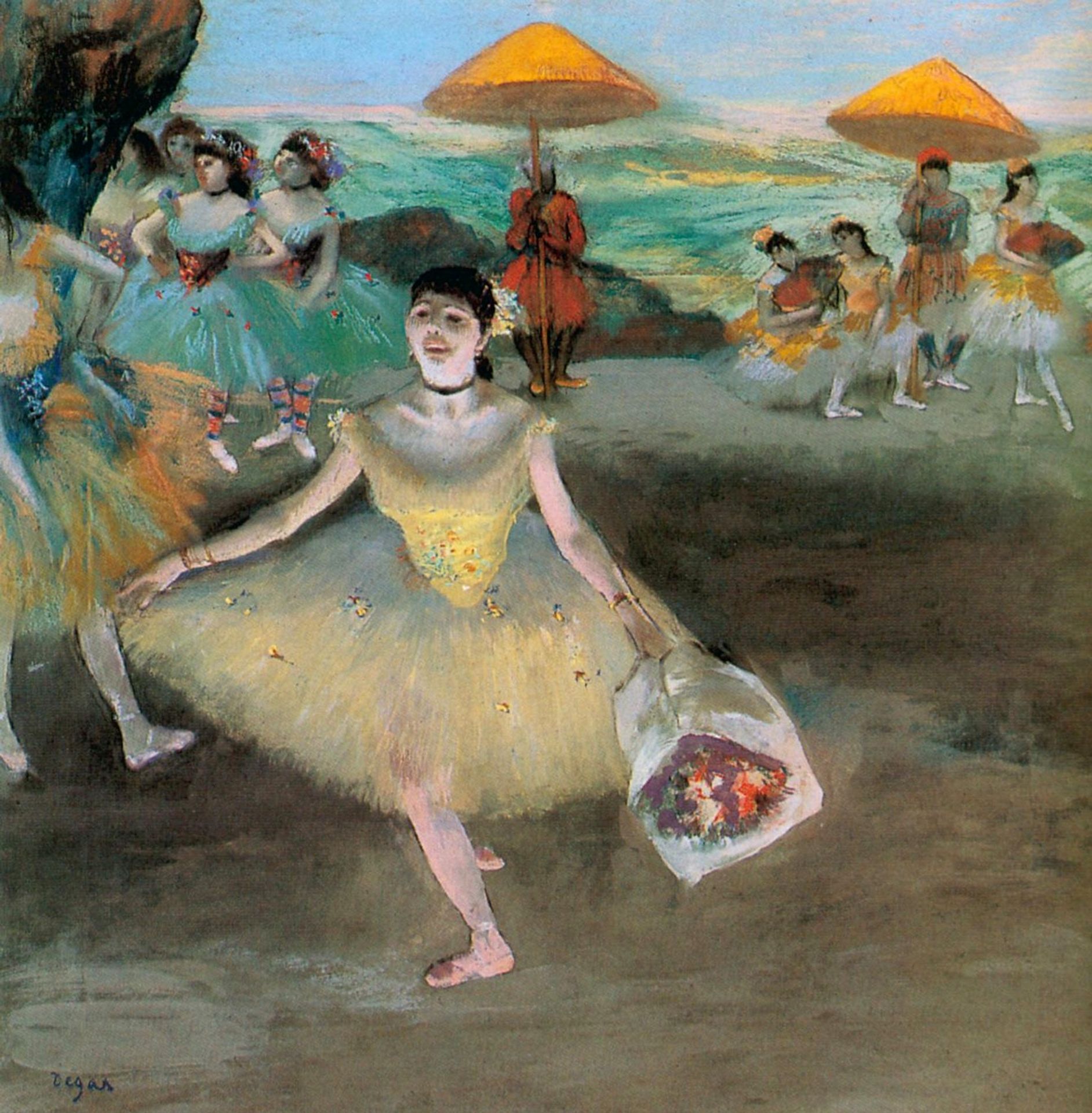 Dancer with a Bouquet Bowing by Edgar Degas