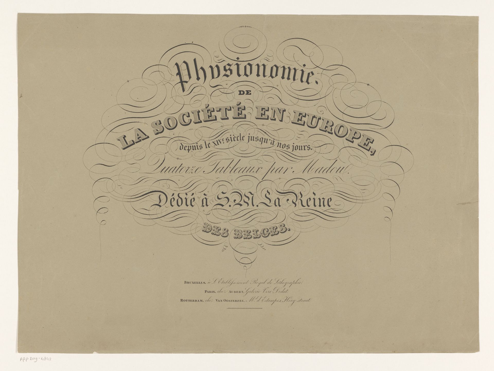 Titelprent voor Physionomie de la société en Europe by Jean-Baptiste Madou