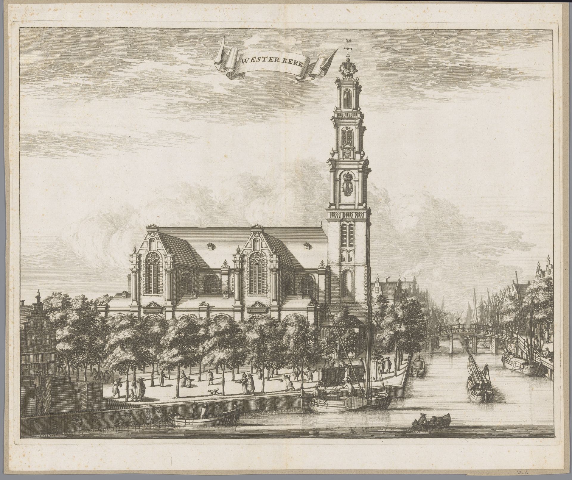 Gezicht op de Westerkerk te Amsterdam by Anonymous