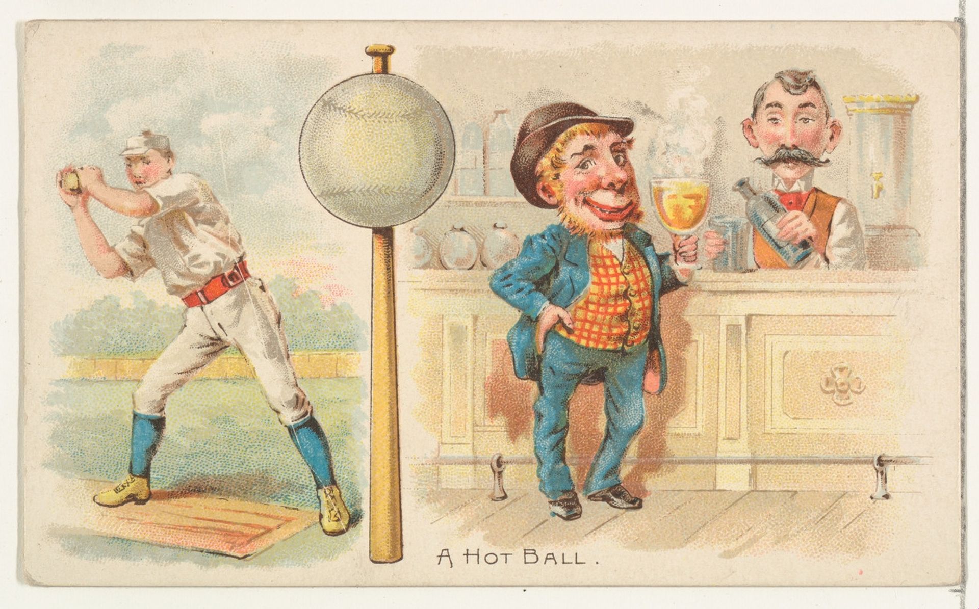 A Hot Ball, from the Talk of the Diamond set (N135) issued by Duke Sons & Co., a branch of the American Tobacco Company by W. Duke, Sons & Co.