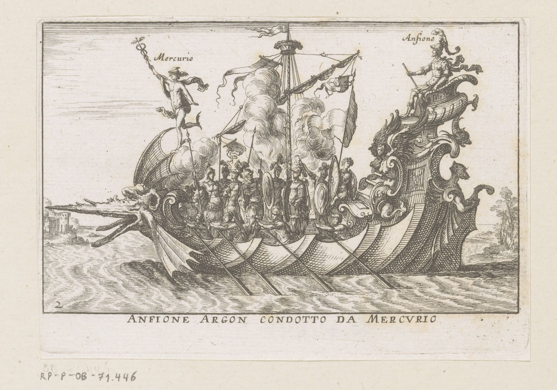 Schip met Mercurius en Amphion by Anonymous