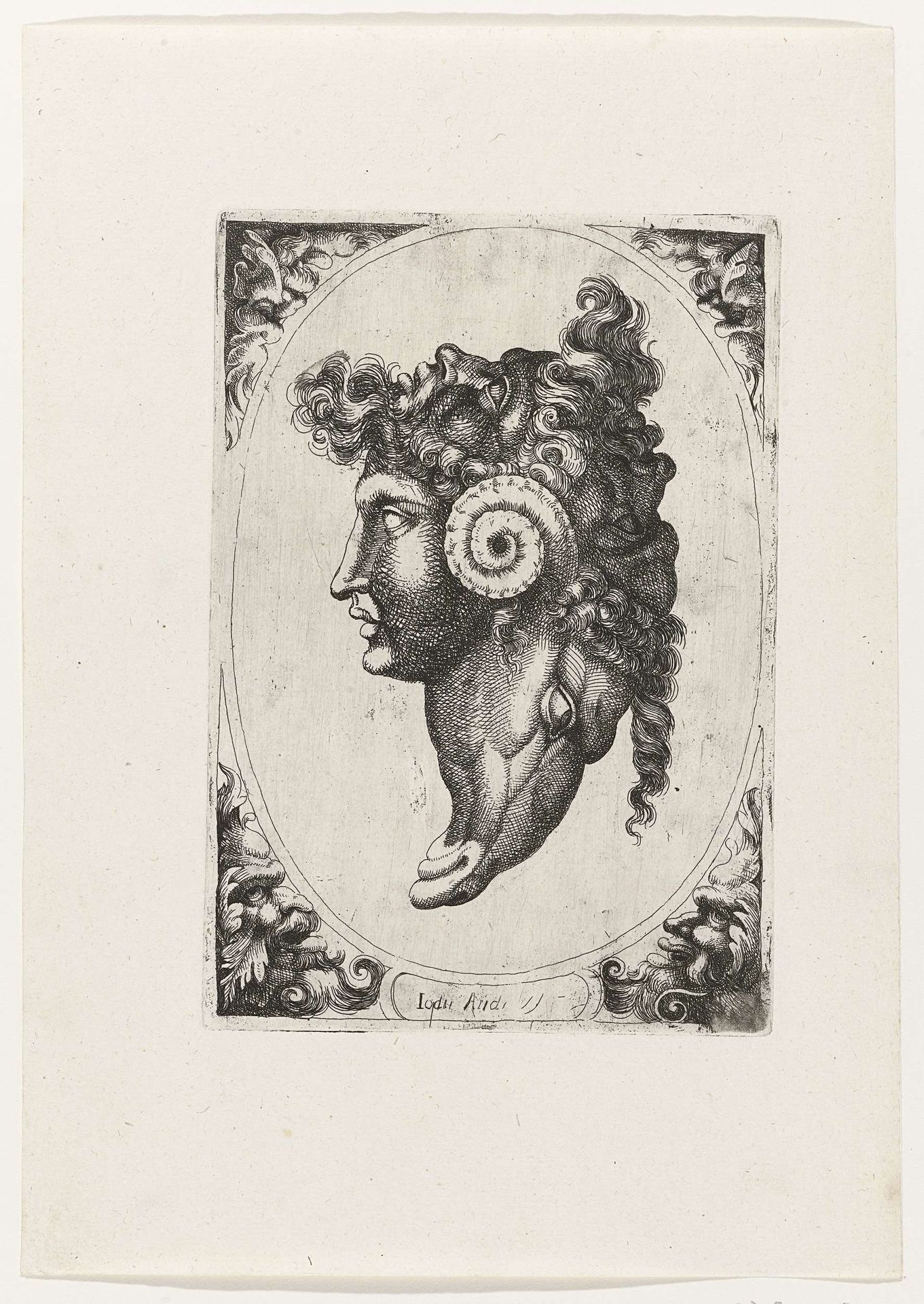 Samenstelling van drie gezichten en de kop van een ram by Giovanni Andrea Maglioli