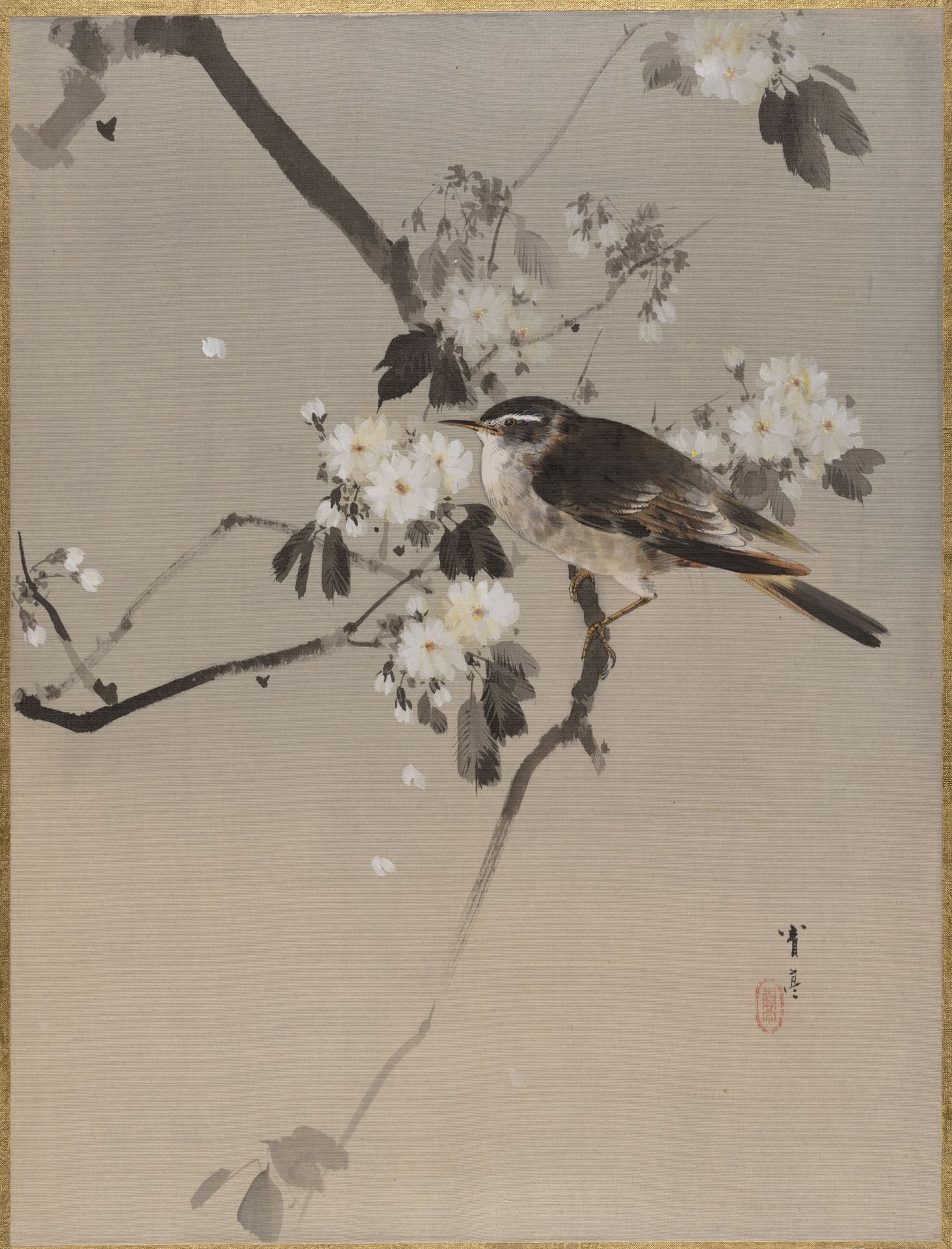 Birds on a Flowering Branch by Watanabe Seitei 渡辺省亭