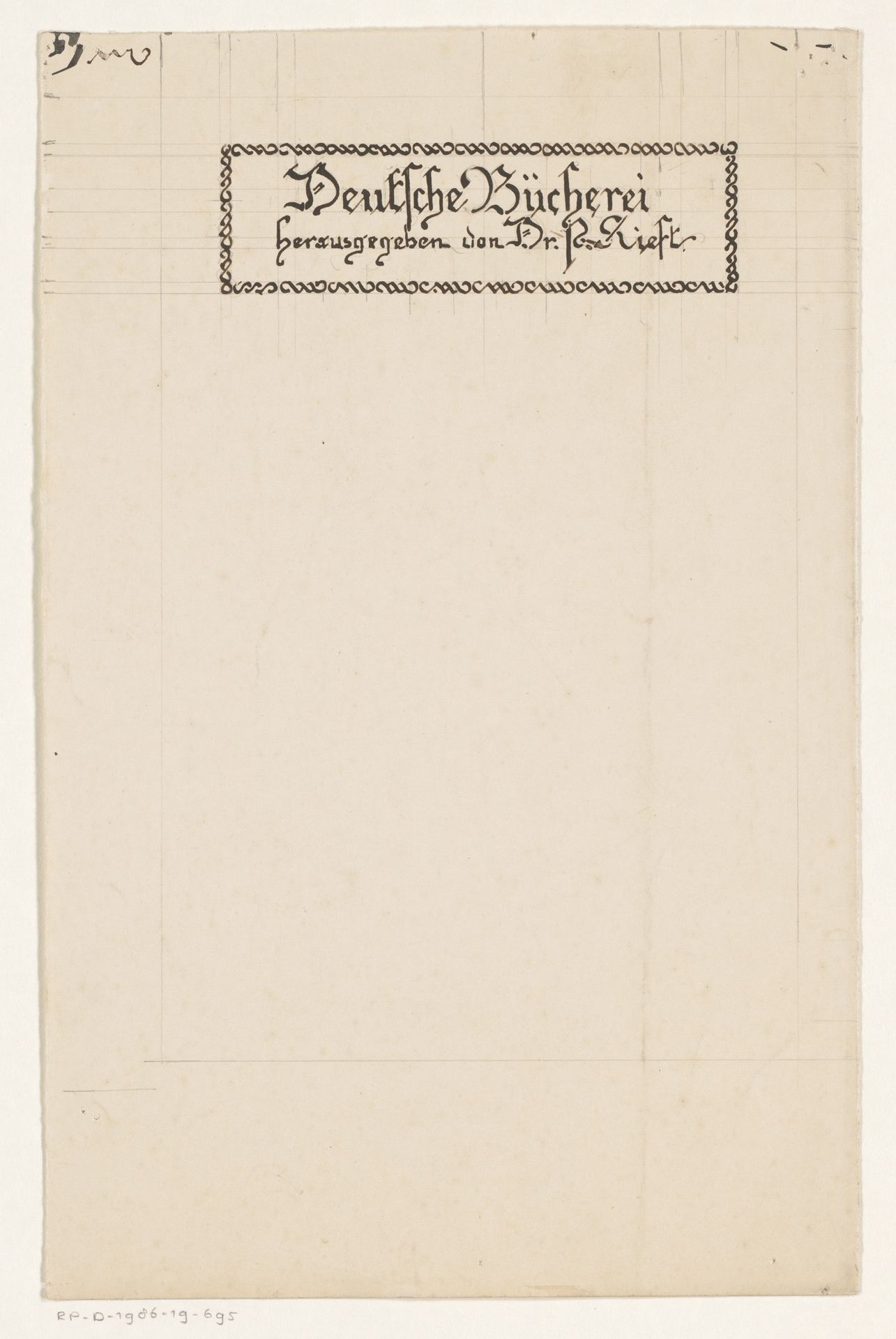 Bandontwerp voor een boek gepubliceerd door dr. P. Kieft by Reinier Willem Petrus de (1874-1952) Vries