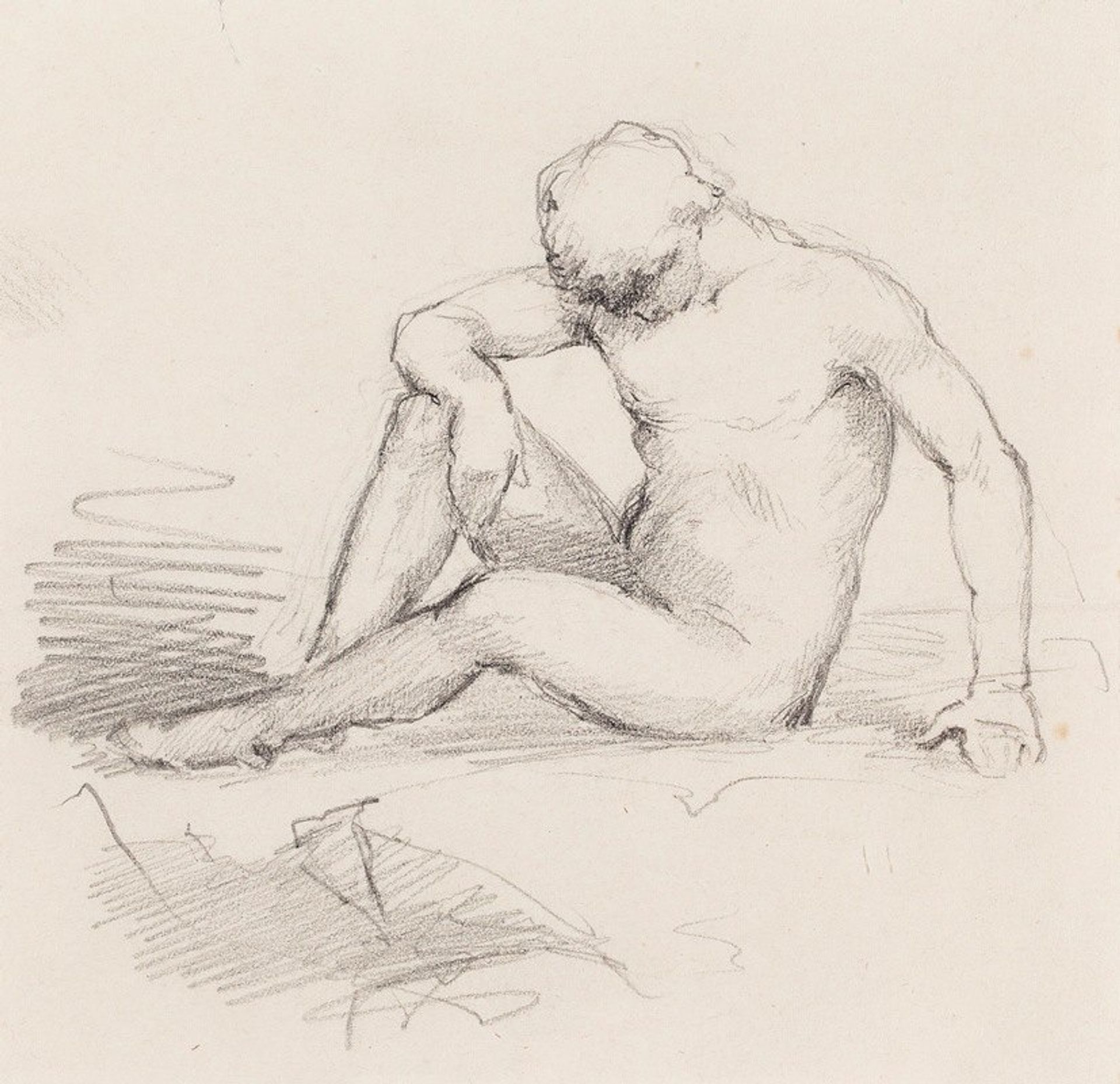 Istuva alaston mies by Helene Schjerfbeck