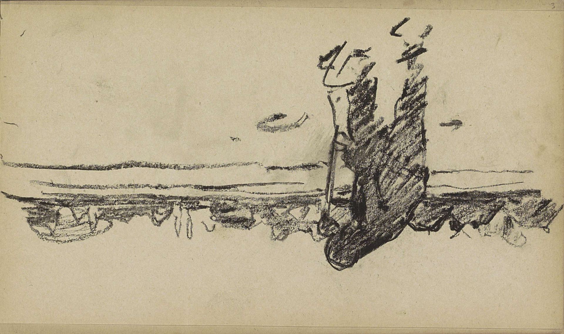 Man met een spade, mogelijk een heiwerker by Willem Witsen