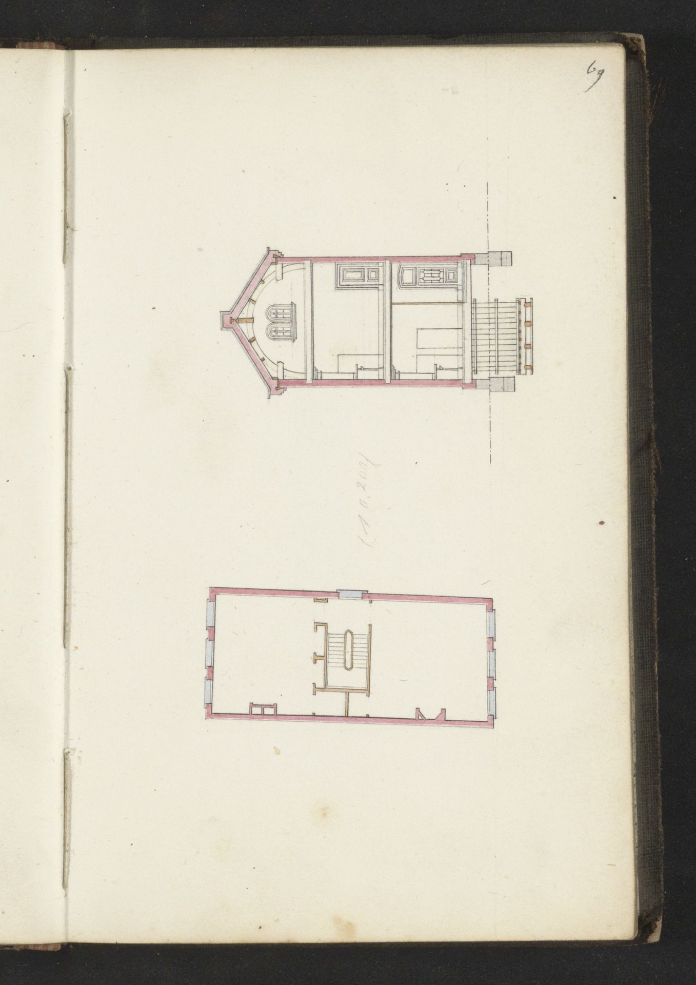 Doorsnede en een verdieping van een pand by Willem Springer jr.
