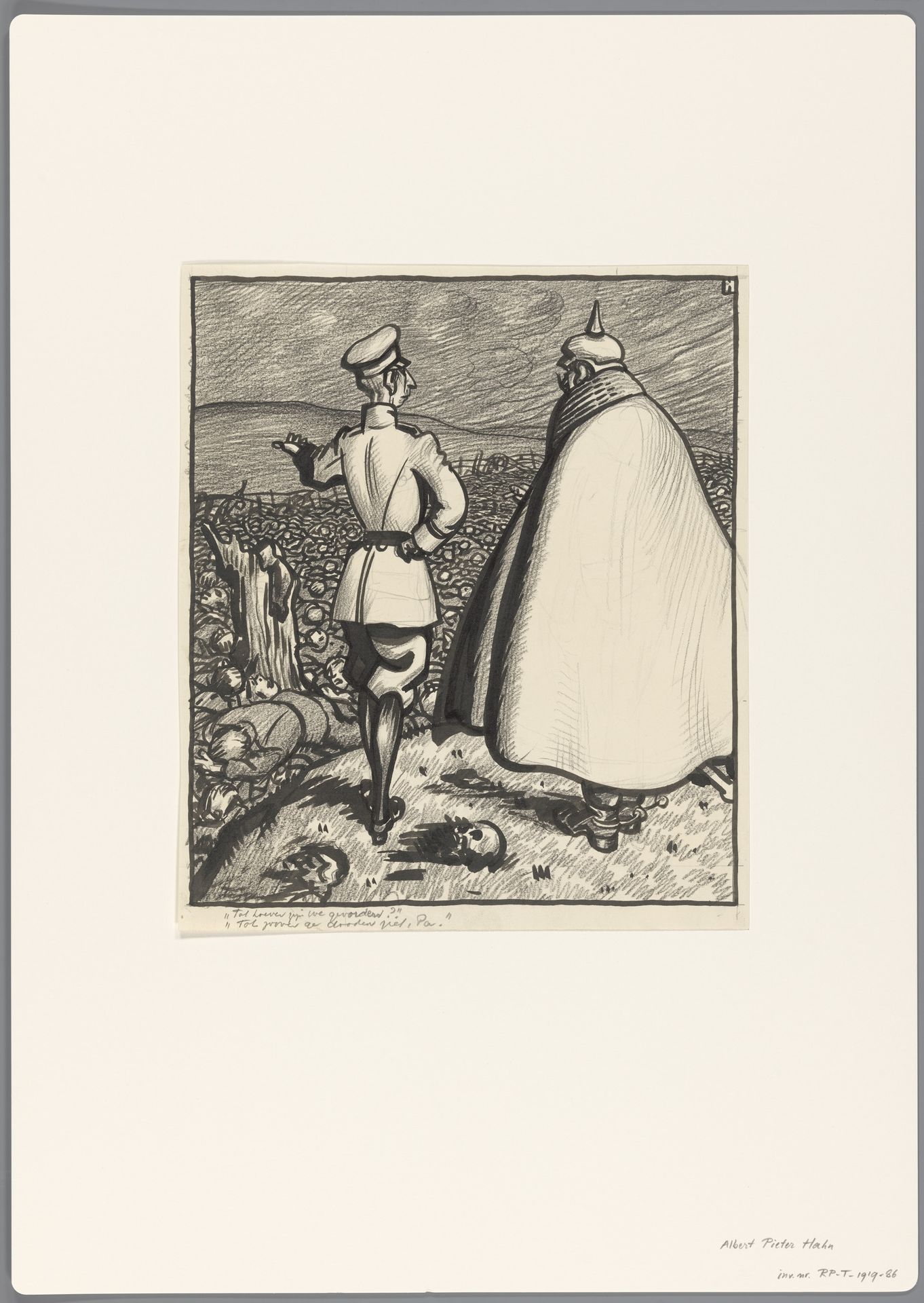 Ontwerp voor een politieke spotprent op de Eerste Wereldoorlog by Albert (I) Hahn