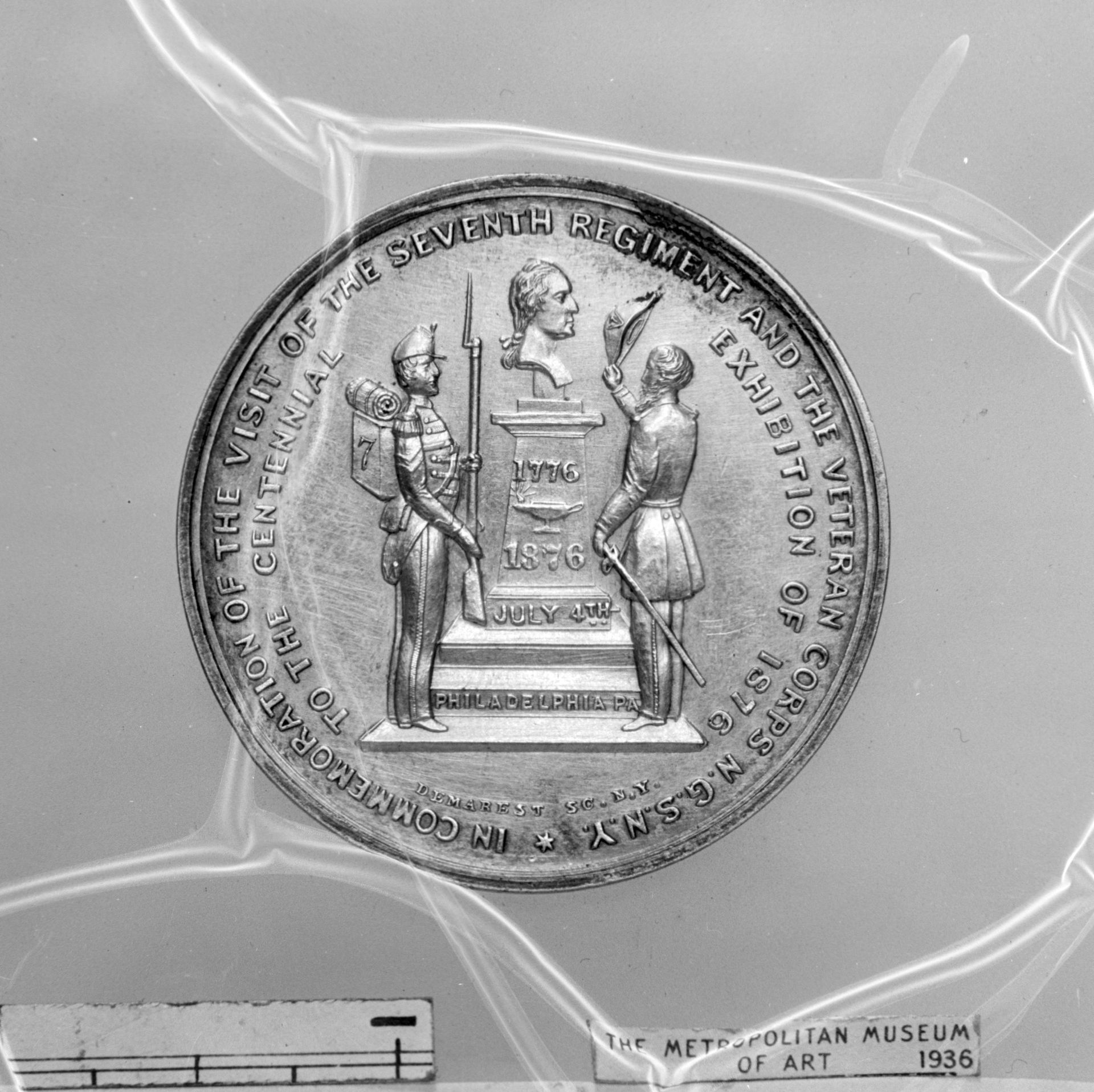 Commemorating the visit of the Seventh Regiment and the Veteran Corps, N.G.S  N.Y. to the Centennial Exhibition of 1876 by SC. Demarest
