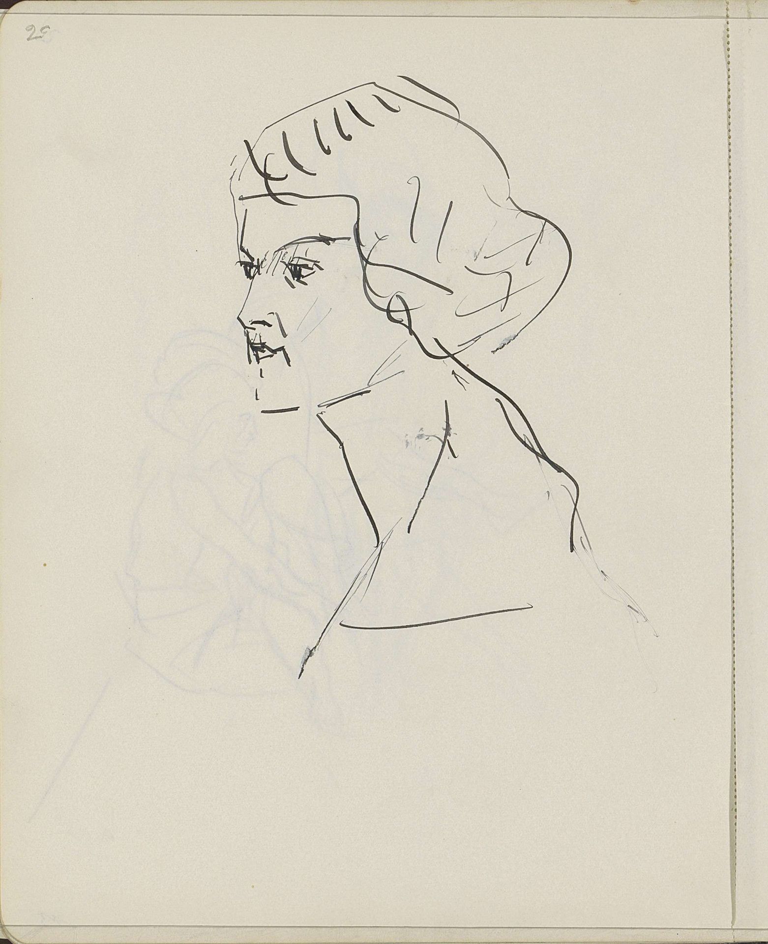 Vrouwenhoofd, in profiel by Isaac Israels